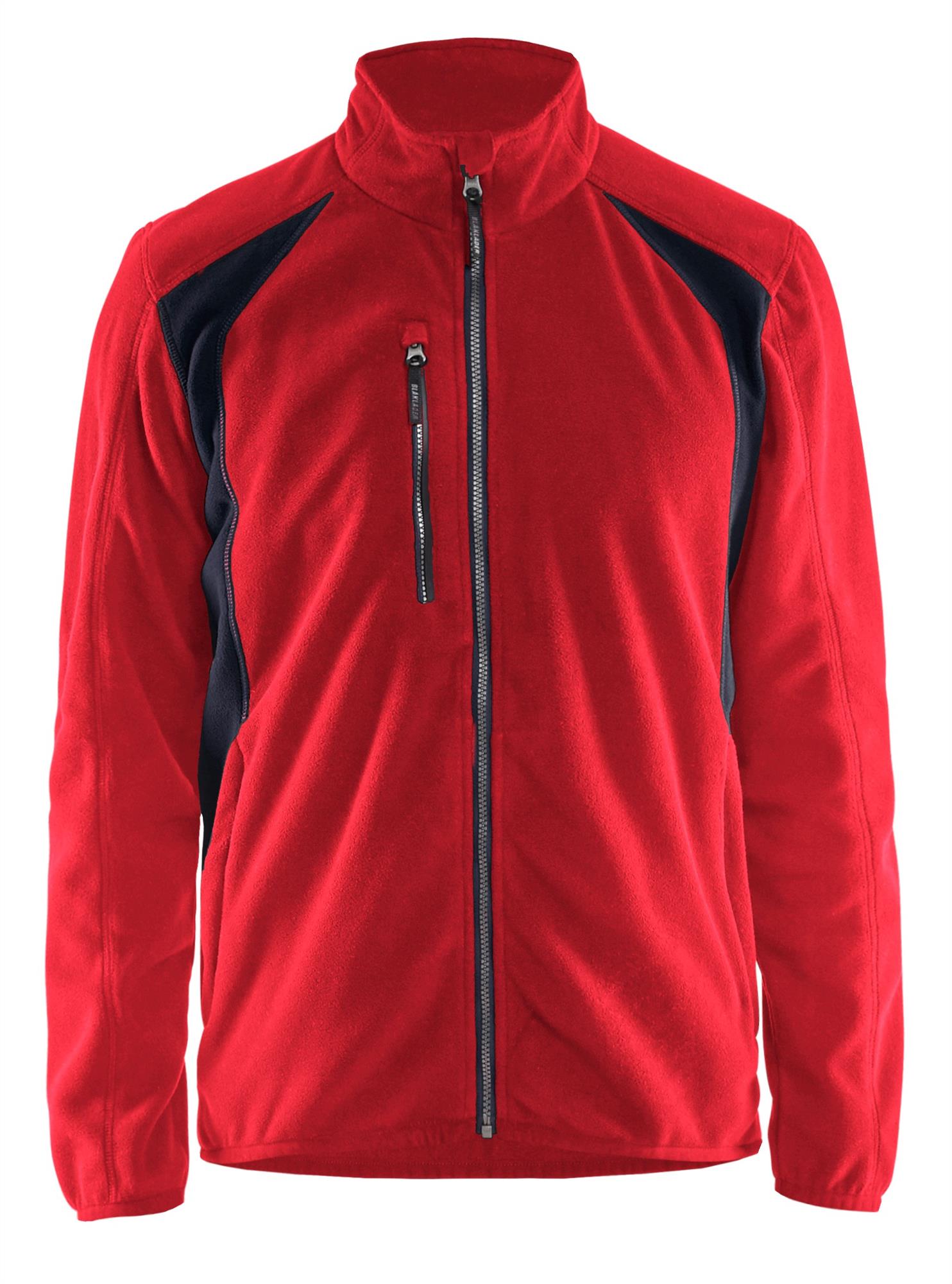 Blaklader olive red/black contrast anti-pill polyester fleece jacket #4730