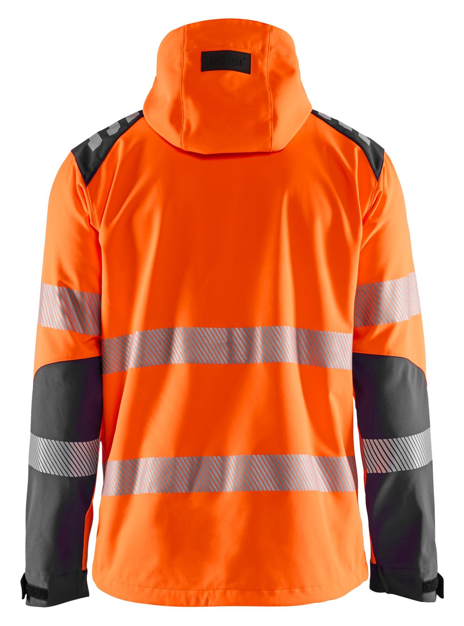 Blaklader orange/grey men's hi-vis water-resistant stretch softshell jacket #4491