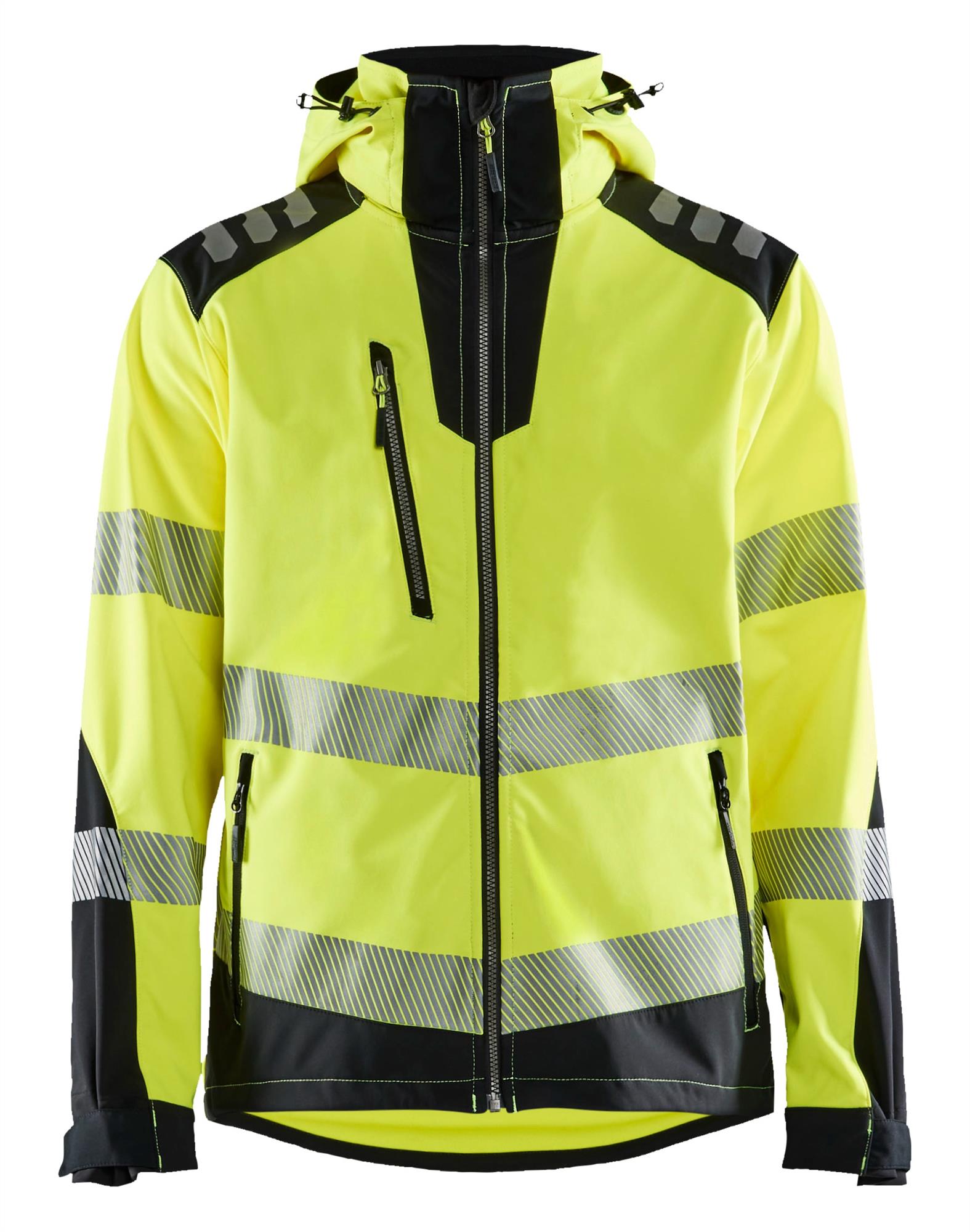 Blaklader yellow/black men's hi-vis water-resistant stretch softshell jacket #4491