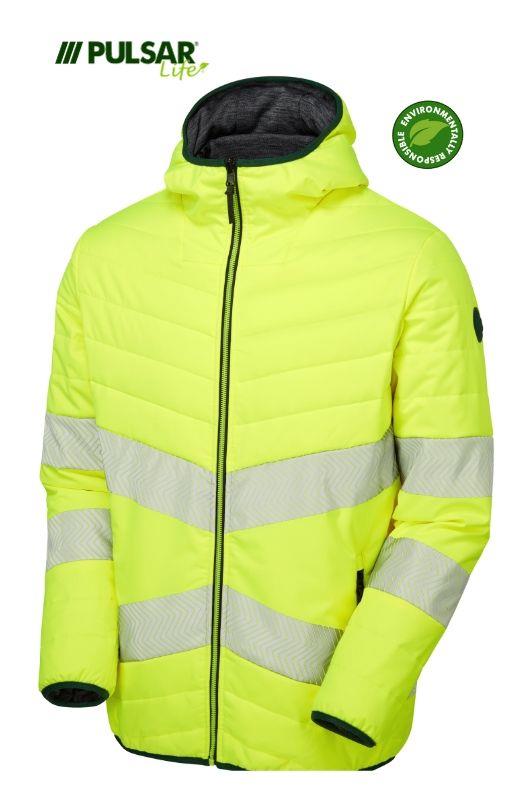 PULSAR® LIFE fully sustainable recycled fabric yellow reversible men's puffer jacket #LFE912