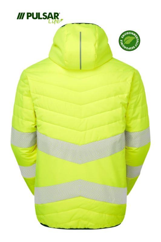 PULSAR® LIFE fully sustainable recycled fabric yellow reversible women's puffer jacket #LFE962