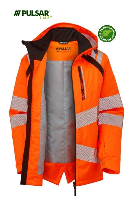 PULSAR® LIFE fully sustainable recycled fabric orange men's insulated parka #LFE919