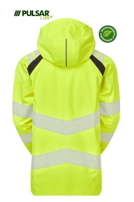 PULSAR® LIFE fully sustainable recycled fabric yellow men's waterproof shell jacket #LFE909