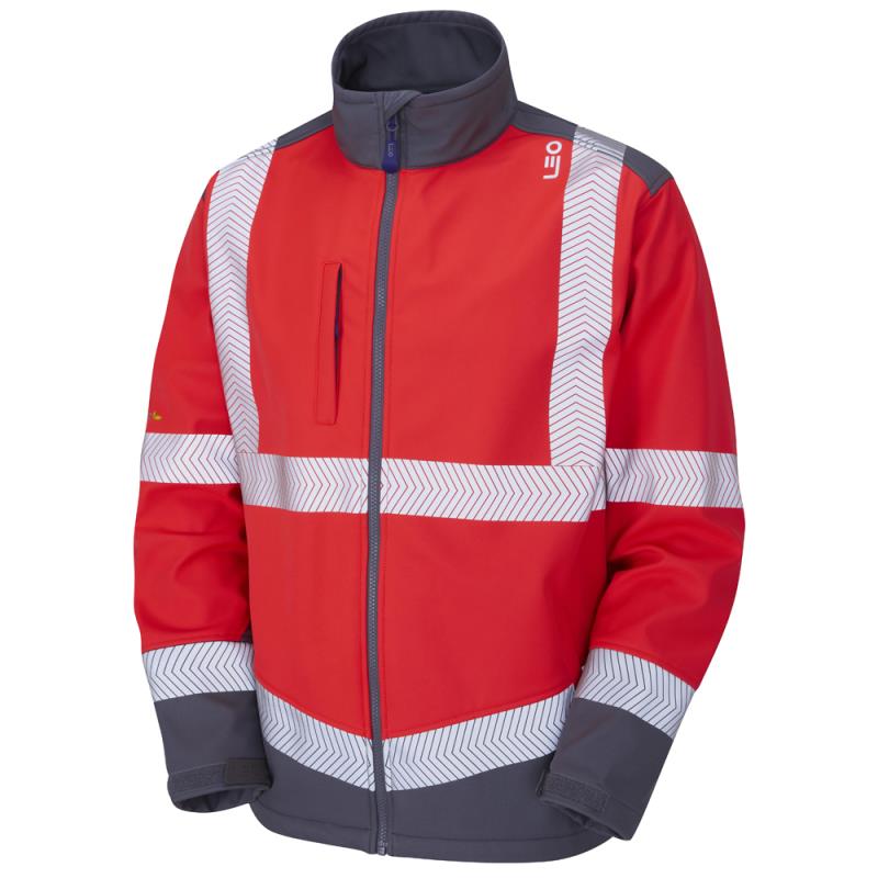 Leo Bowden Ecoviz red/grey high visibility work softshell jacket #SJ02