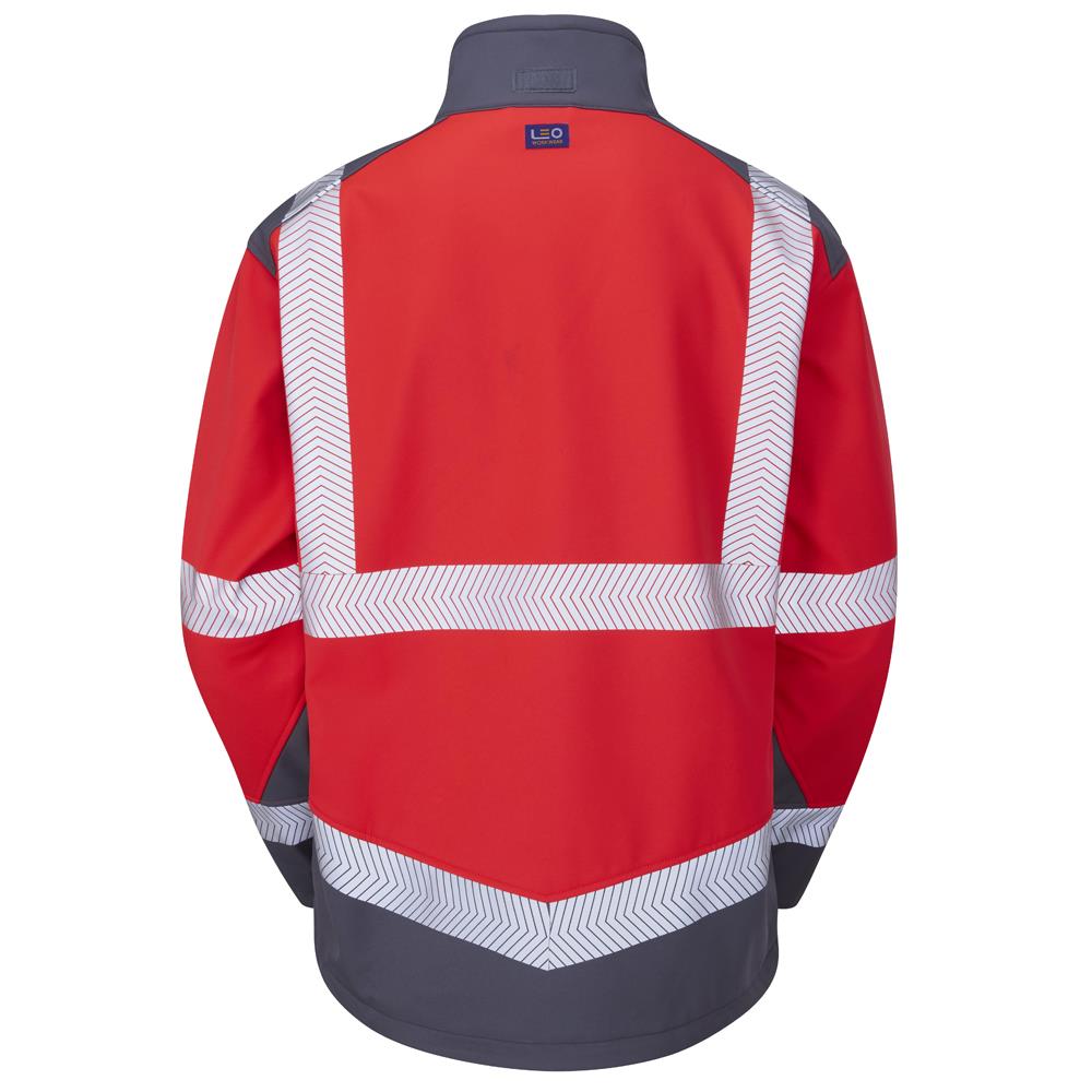Leo Bowden Ecoviz red/grey high visibility work softshell jacket #SJ02