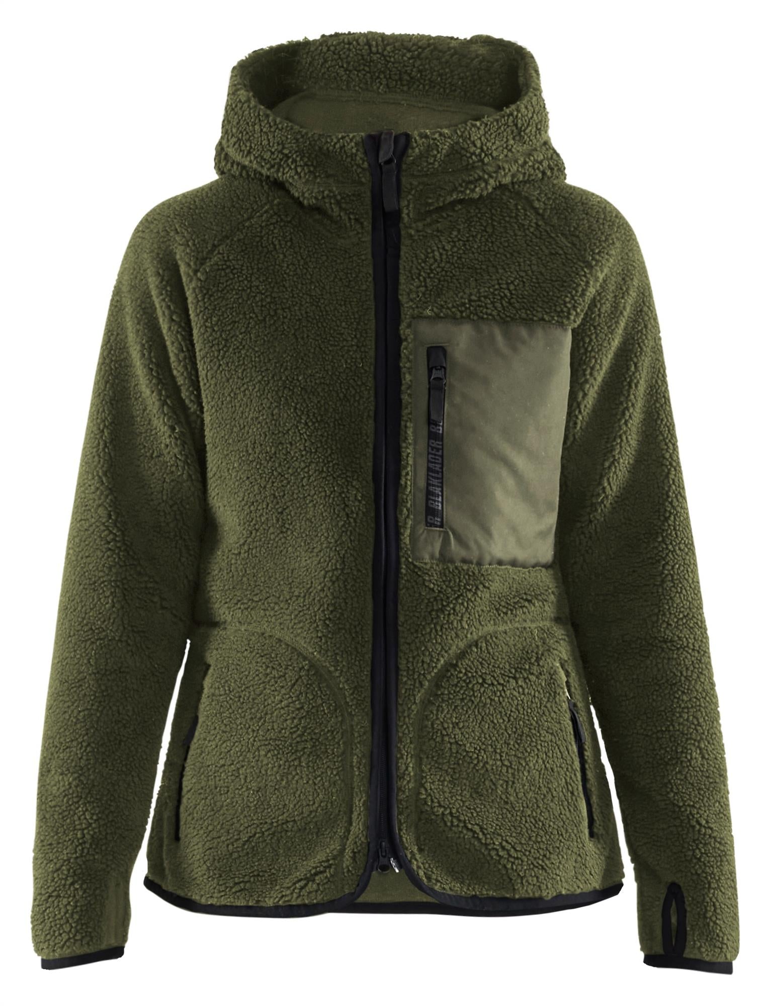 Blaklader autumn green women's heavy pile fleece work jacket #4727