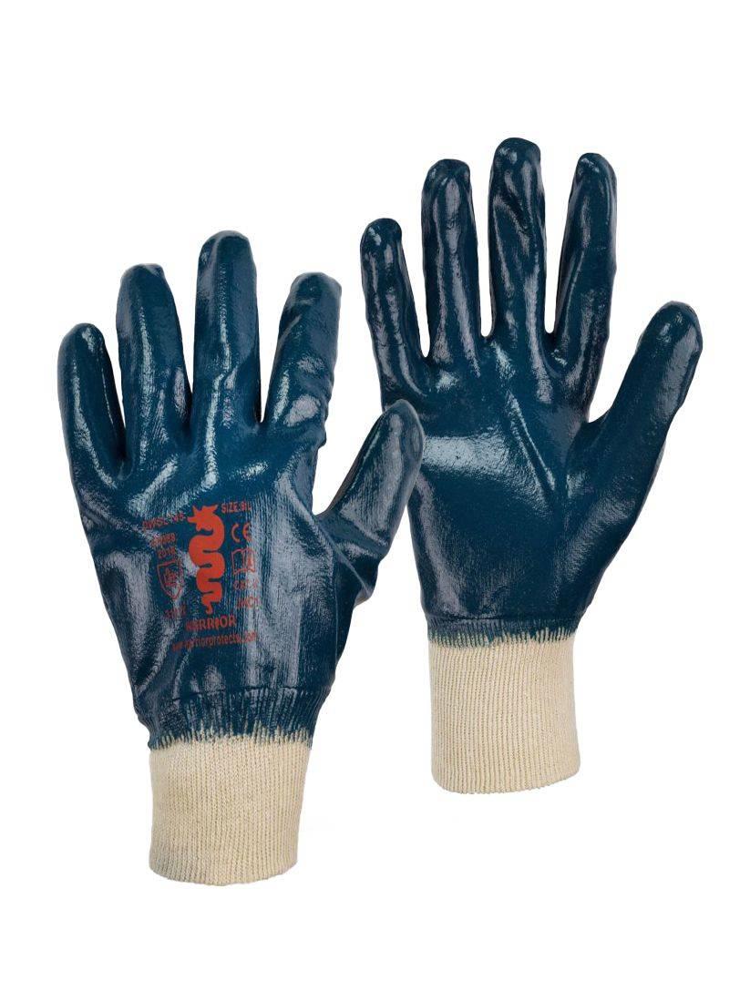 Warrior blue nitrile heavyweight full-coated knit-wrist jersey-lined glove (12 pairs)