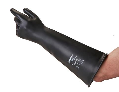 Ansell Alphatec 17" black latex rubber gauntlet #87-104