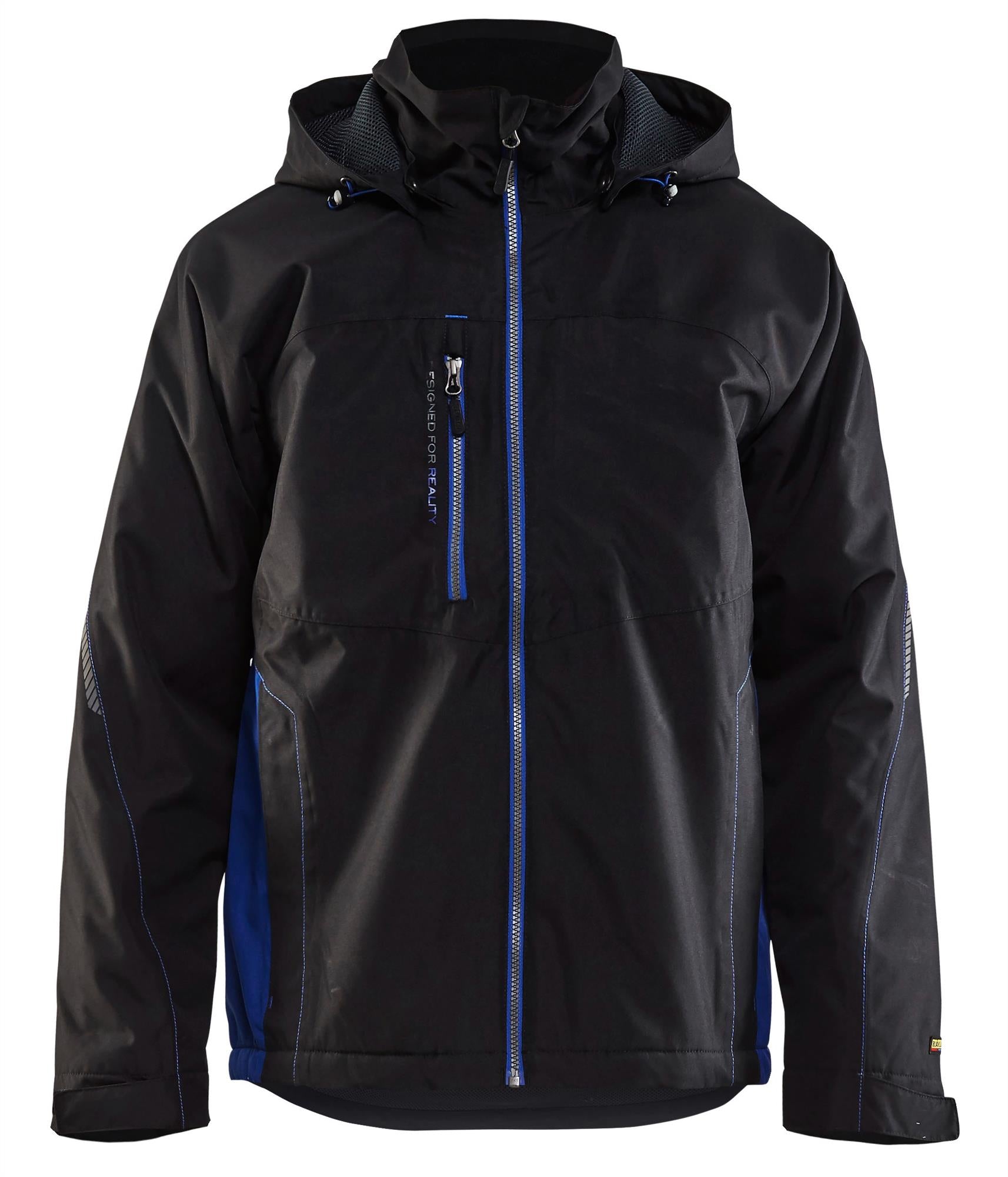 Blaklader black/cornflower waterproof breathable mesh-lined hooded shell jacket #4790