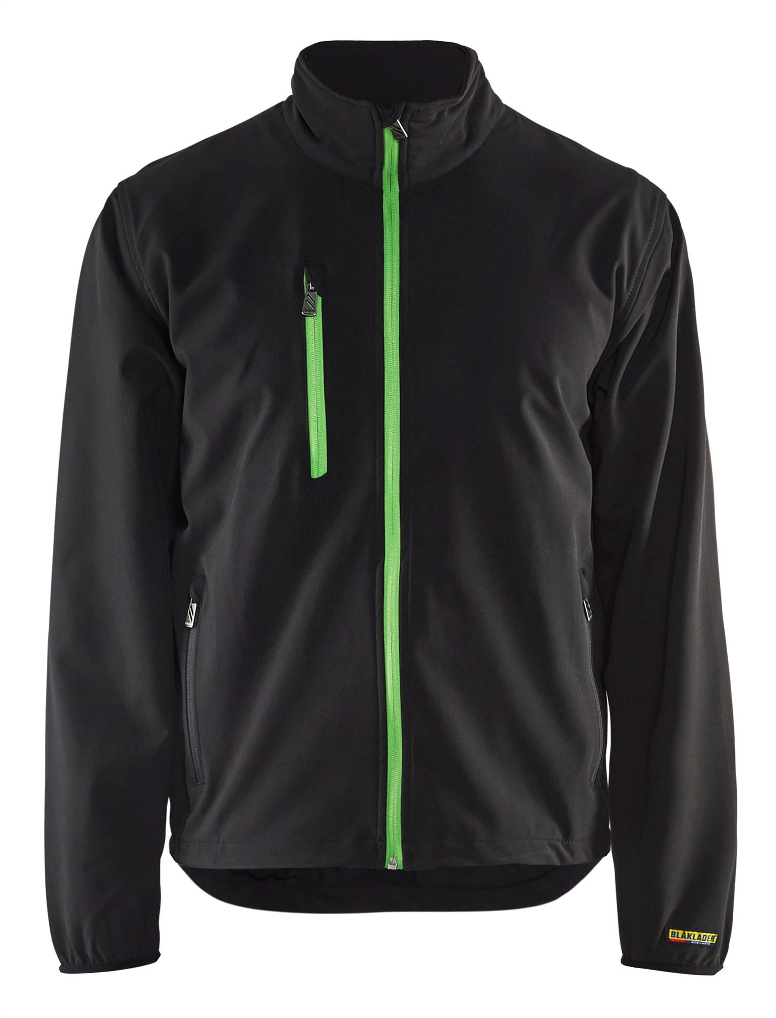 Blaklader black/green men's softshell water-repellent lightweight unlined jacket #4952