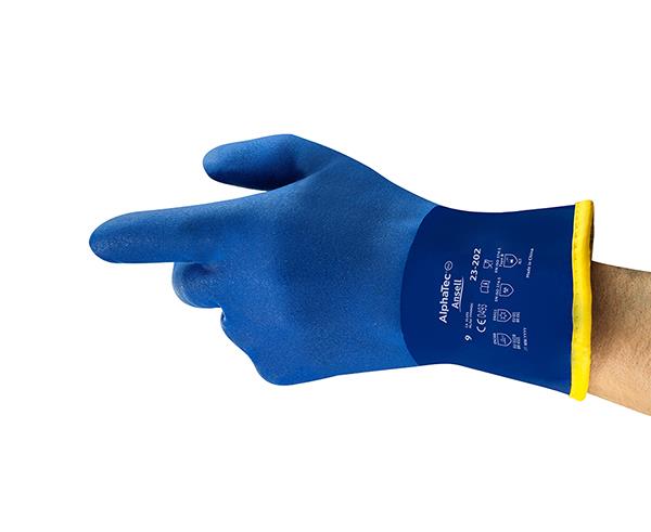Ansell Alphatec blue 300mm pvc fleece lined glove (6 pairs) #23-202