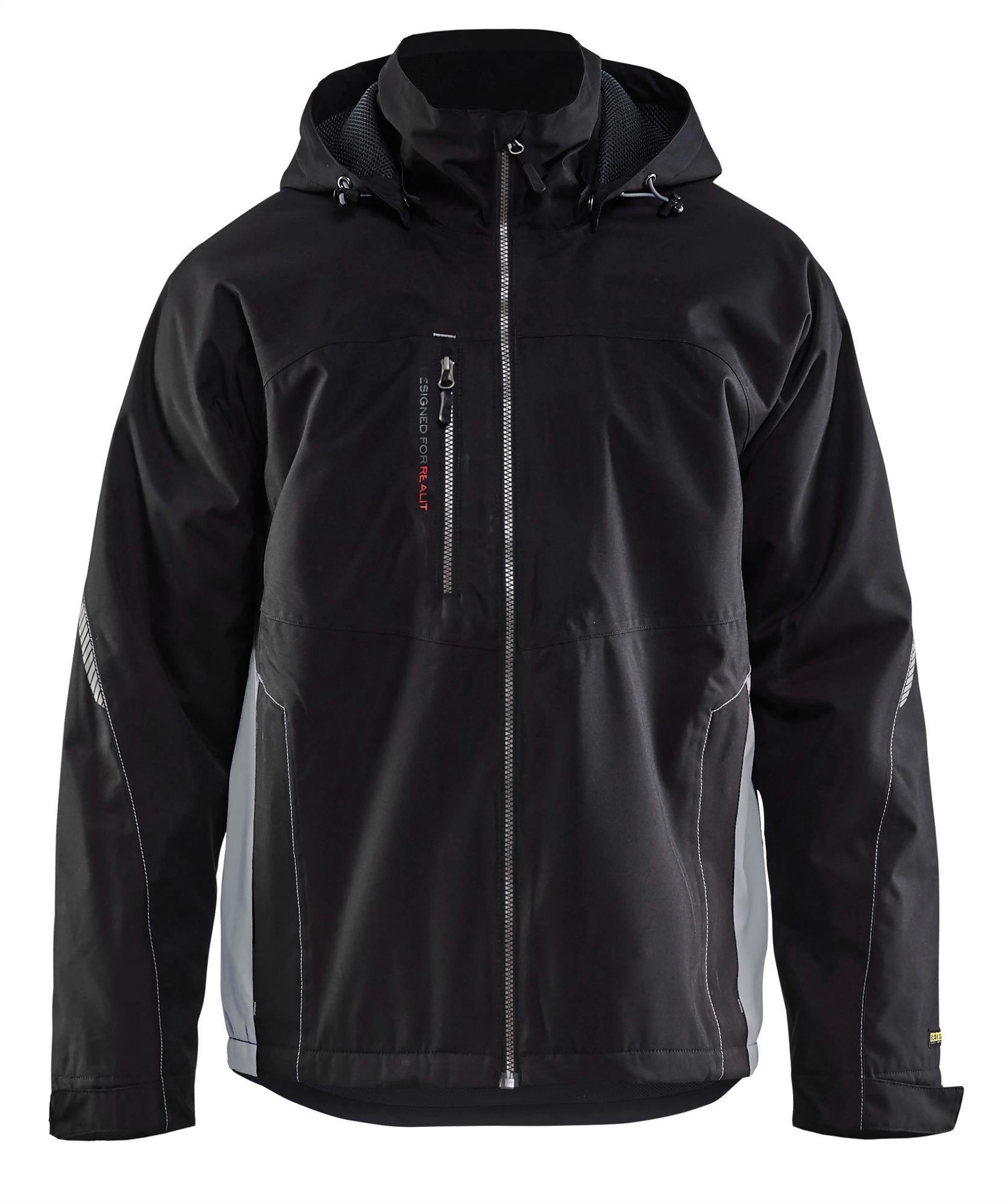 Blaklader black/grey waterproof breathable mesh-lined hooded shell jacket #4790