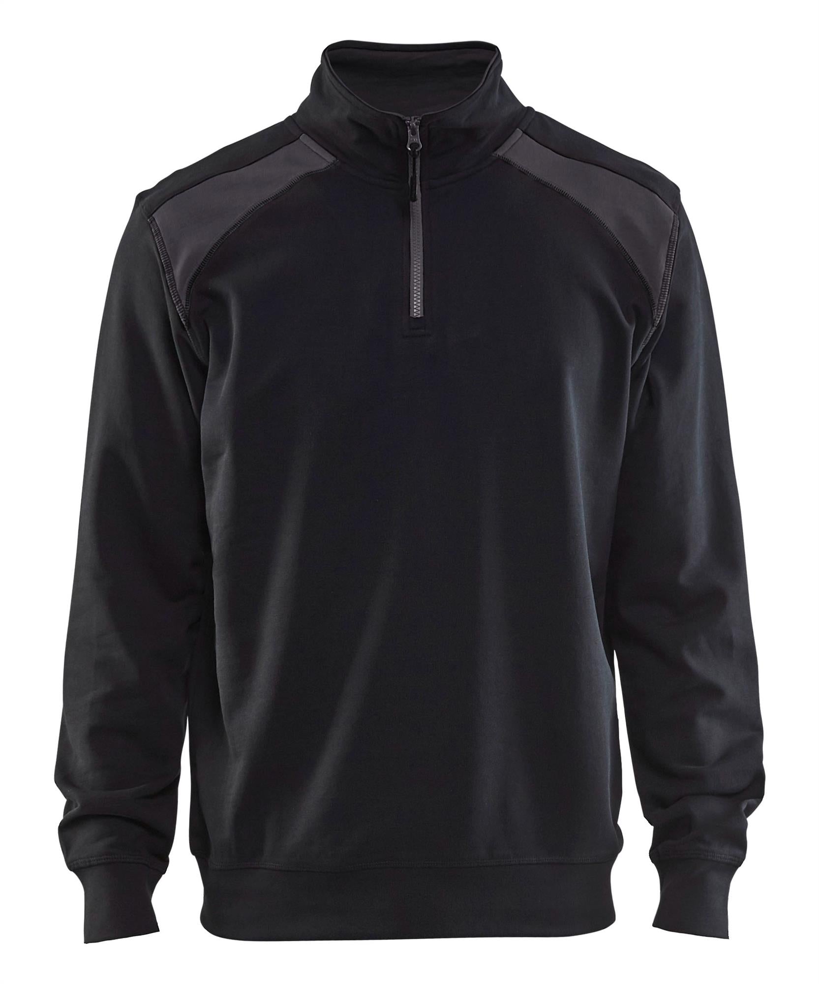 Blaklader black/dark grey cotton half-zip sweatshirt #3353