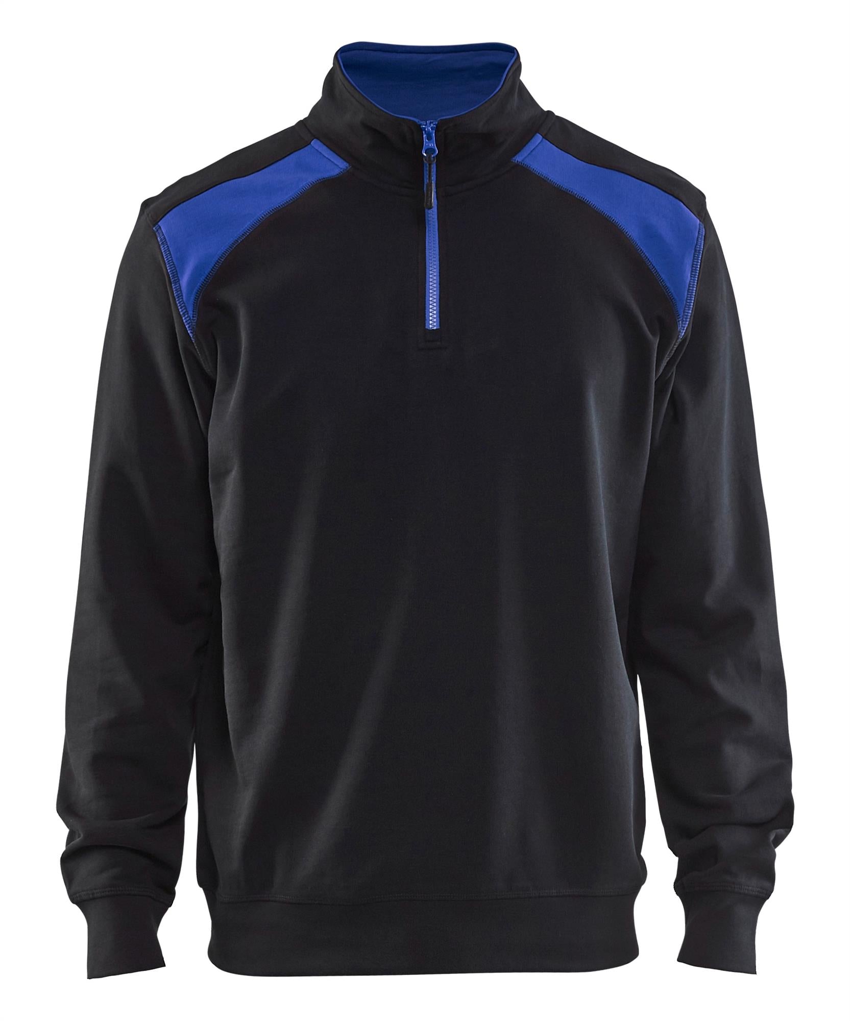 Blaklader black/cornflower cotton half-zip sweatshirt #3353