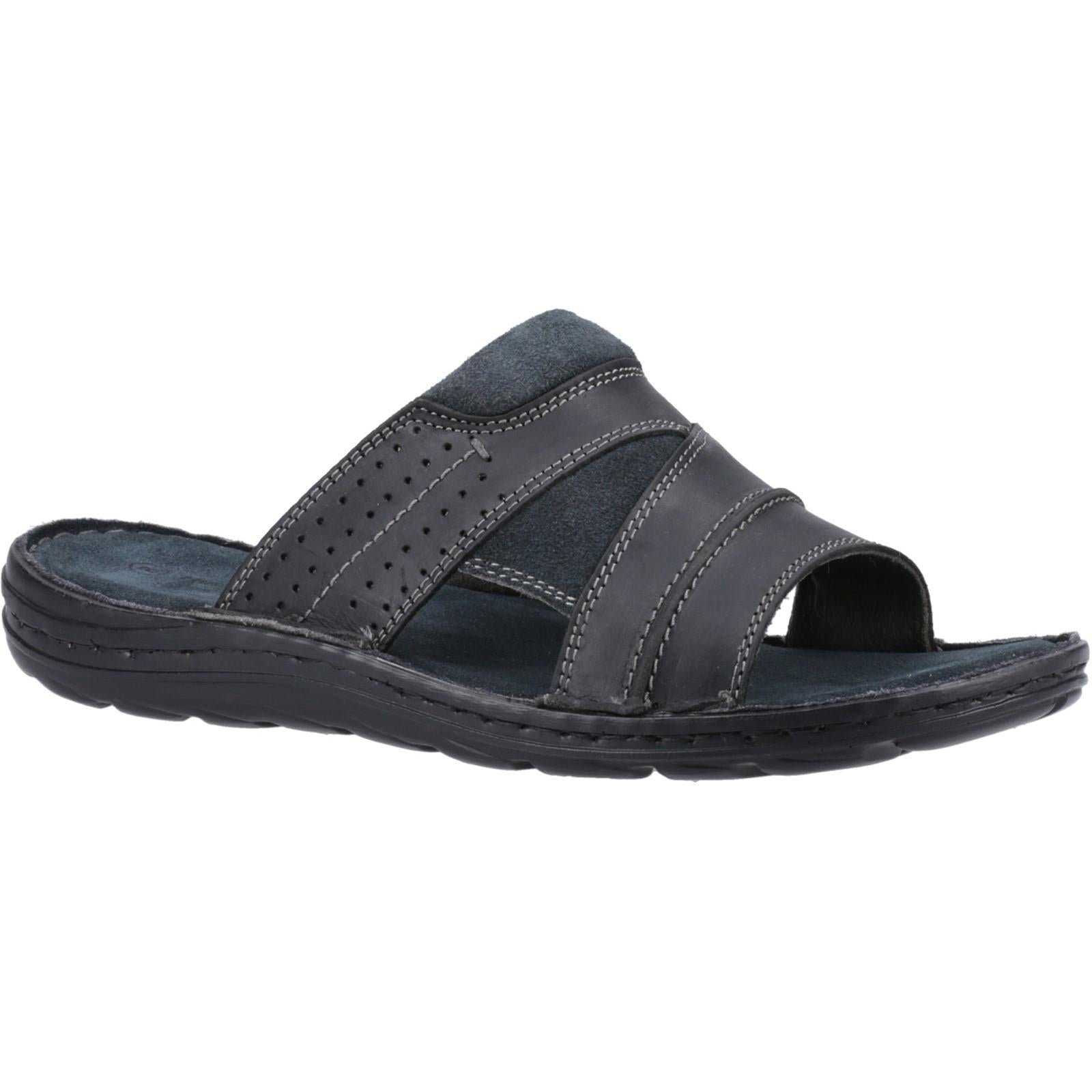 Hush Puppies Archer black leather slip on mule slider sandals