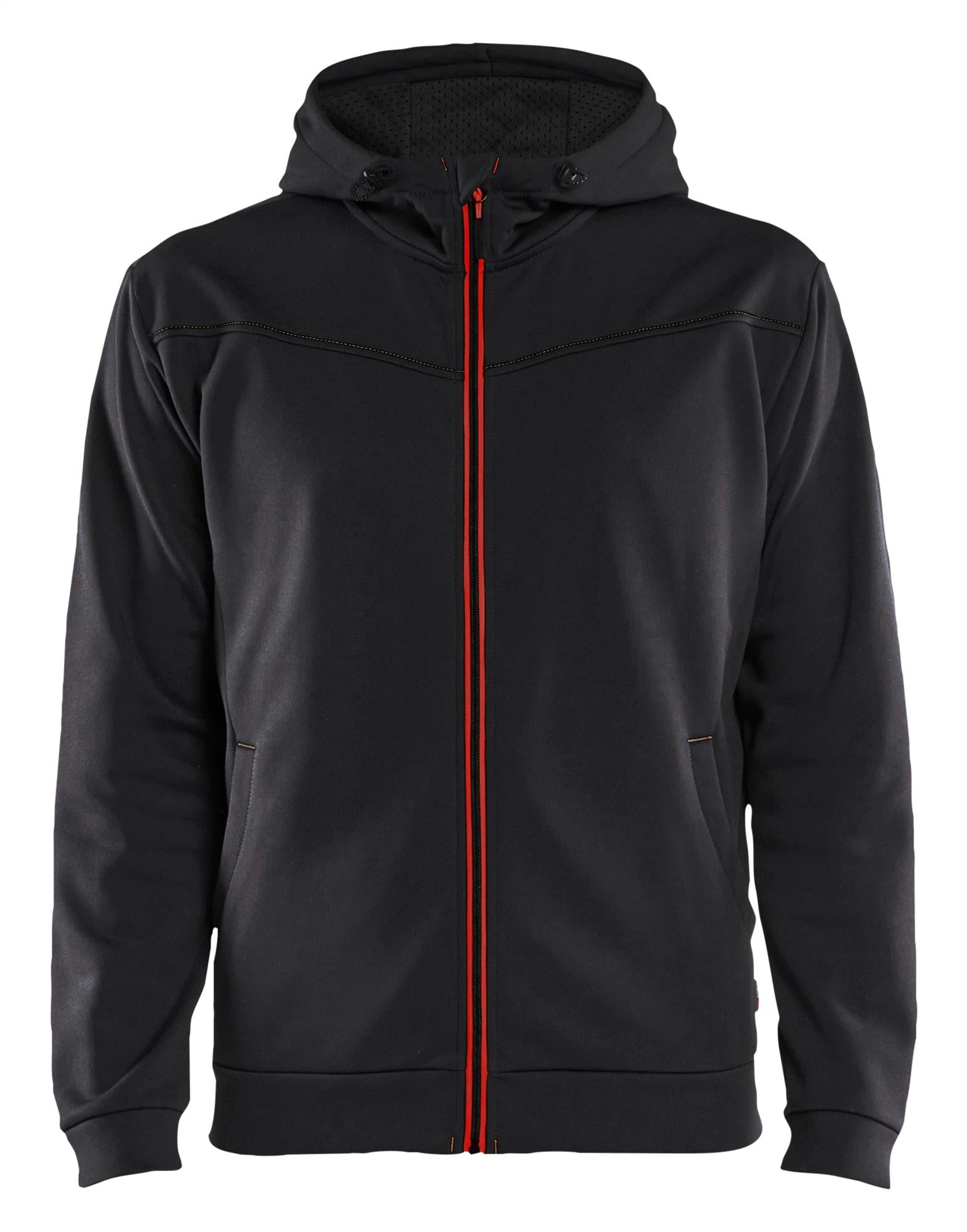 Blaklader black/red pique men's full-zip hoodie #3363