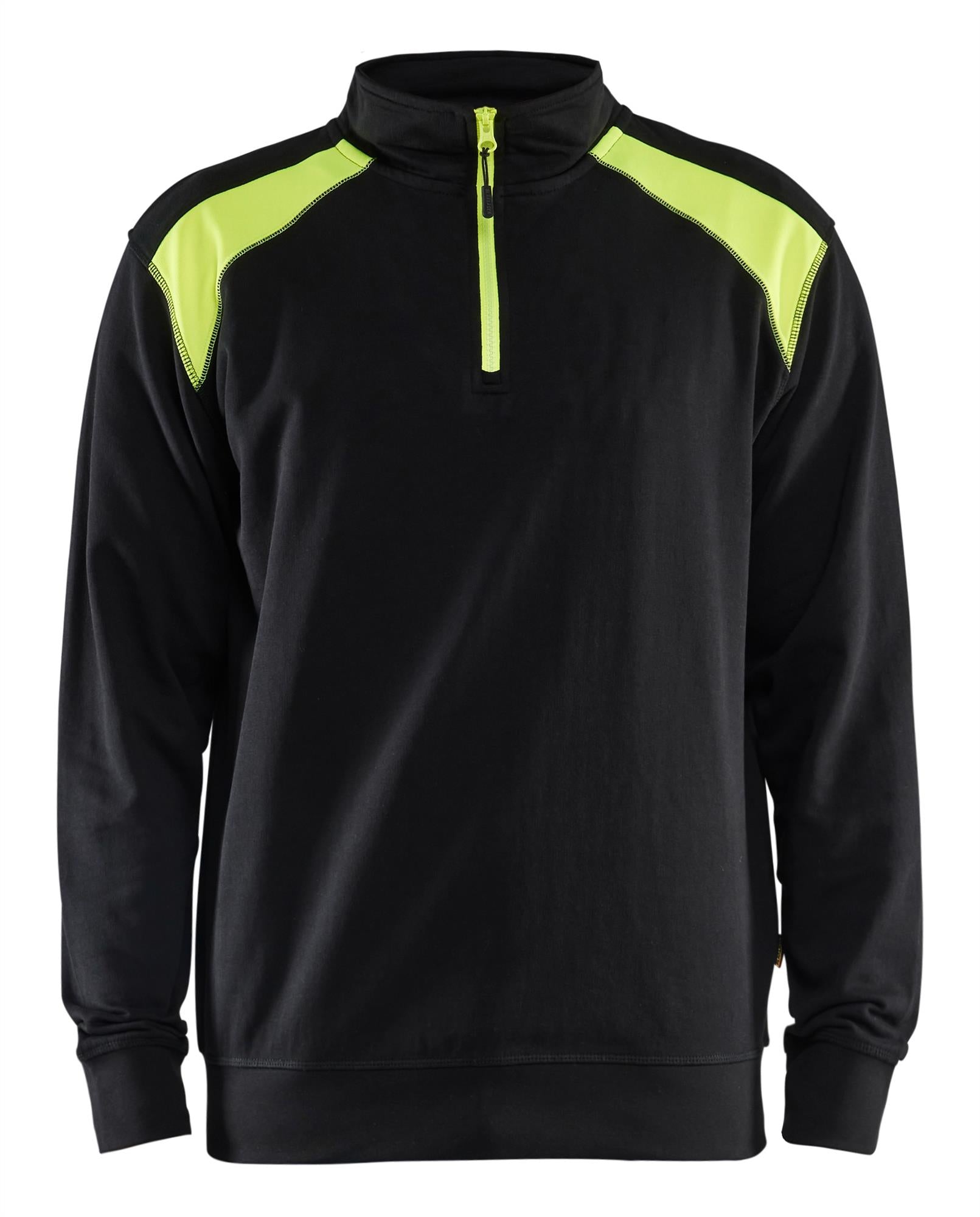 Blaklader black/yellow cotton half-zip sweatshirt #3353
