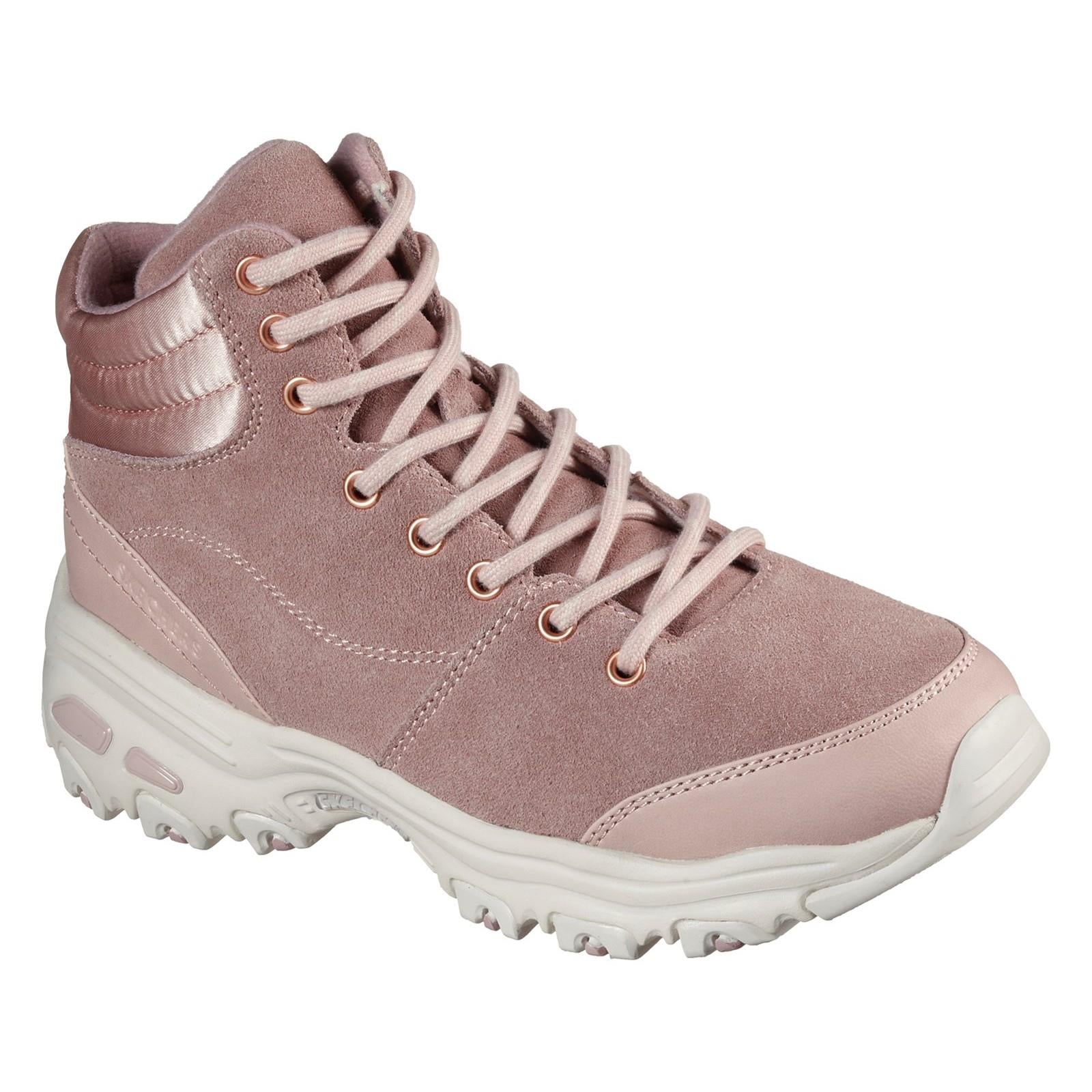 Skechers D'Lites New Chills ladies blush pink warm memory foam ankle boots