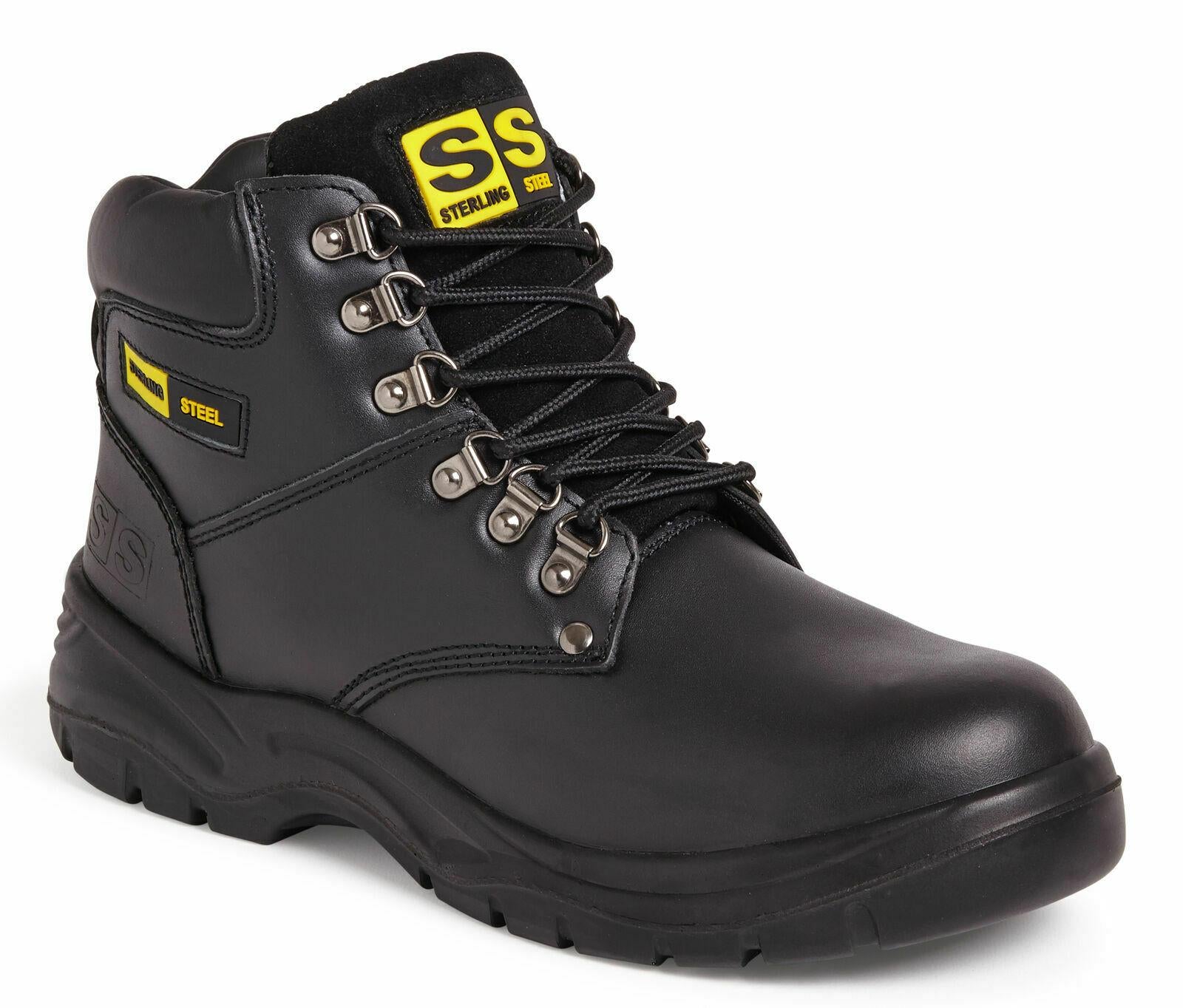 Sterling SS806SM S1P black leather steel toe-cap/midsole anti-static safety work boot