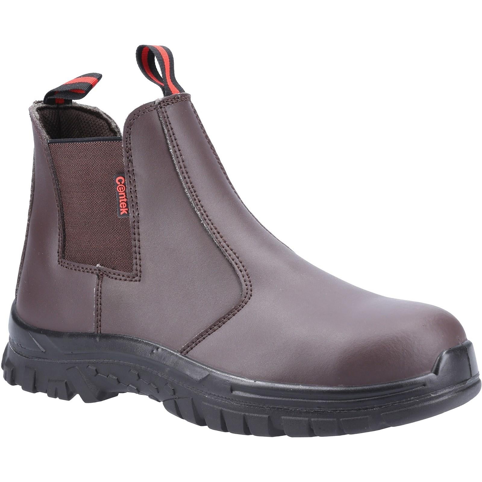Centek S1P brown leather safety toe cap/midsole work safety dealer boots #FS319