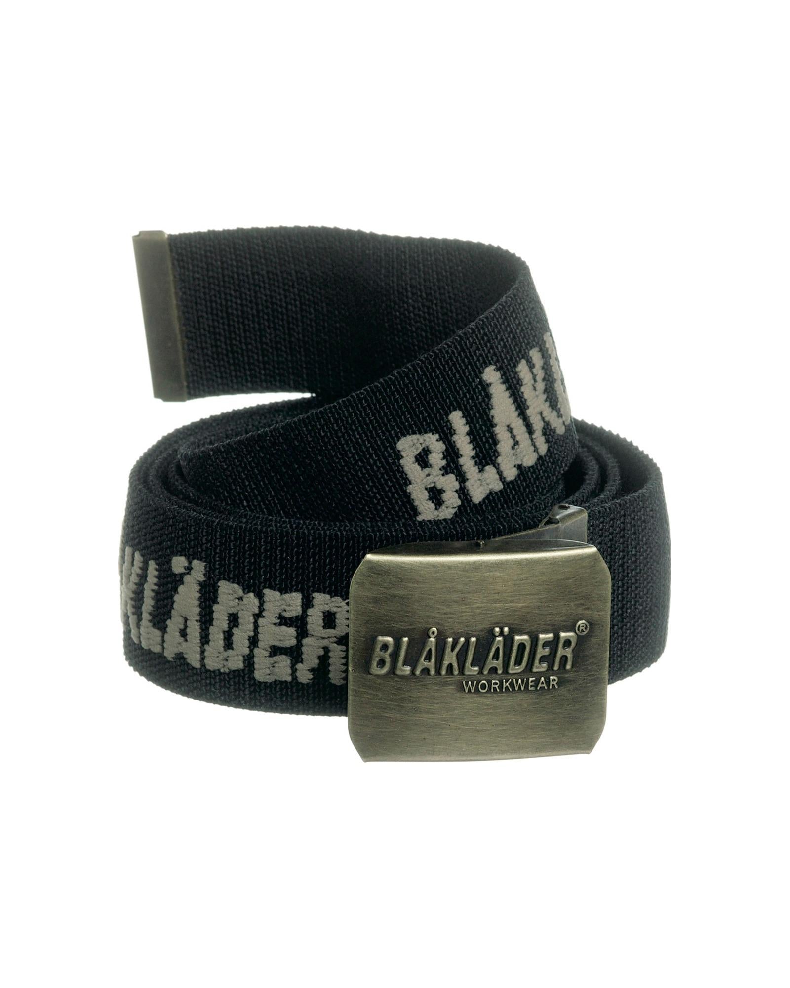 Blaklader black woven stretch belt with brass buckle #4003