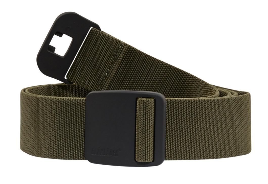 Blaklader olive metal-free stretch belt with rubber coated plastic buckle #4047