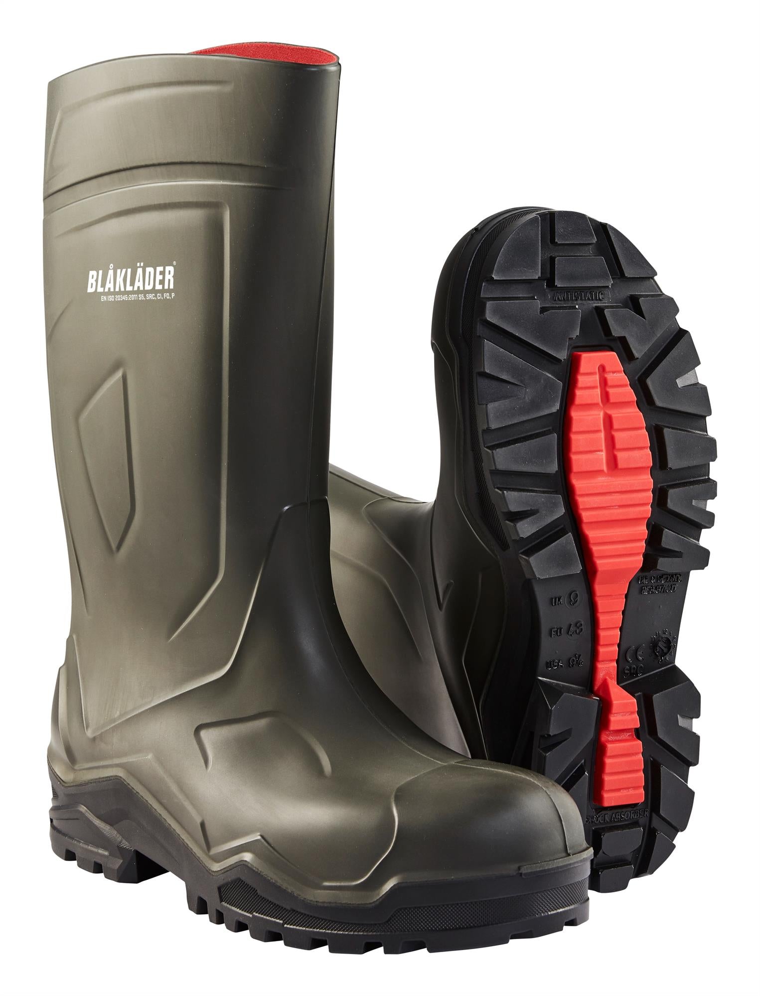 Blaklader S5 green steel toe/midsole safety work wellington boot #2421