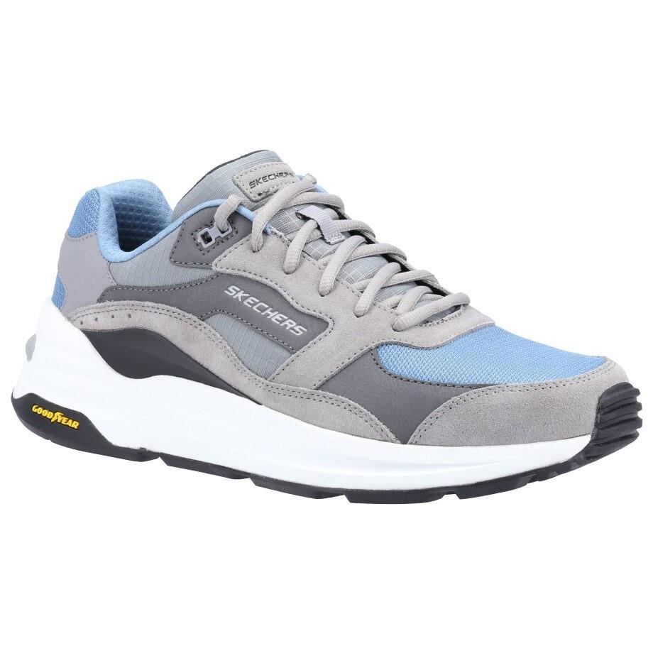 Skechers Global Jogger men's grey/blue suede/mesh memory-foam trainer #SK237200