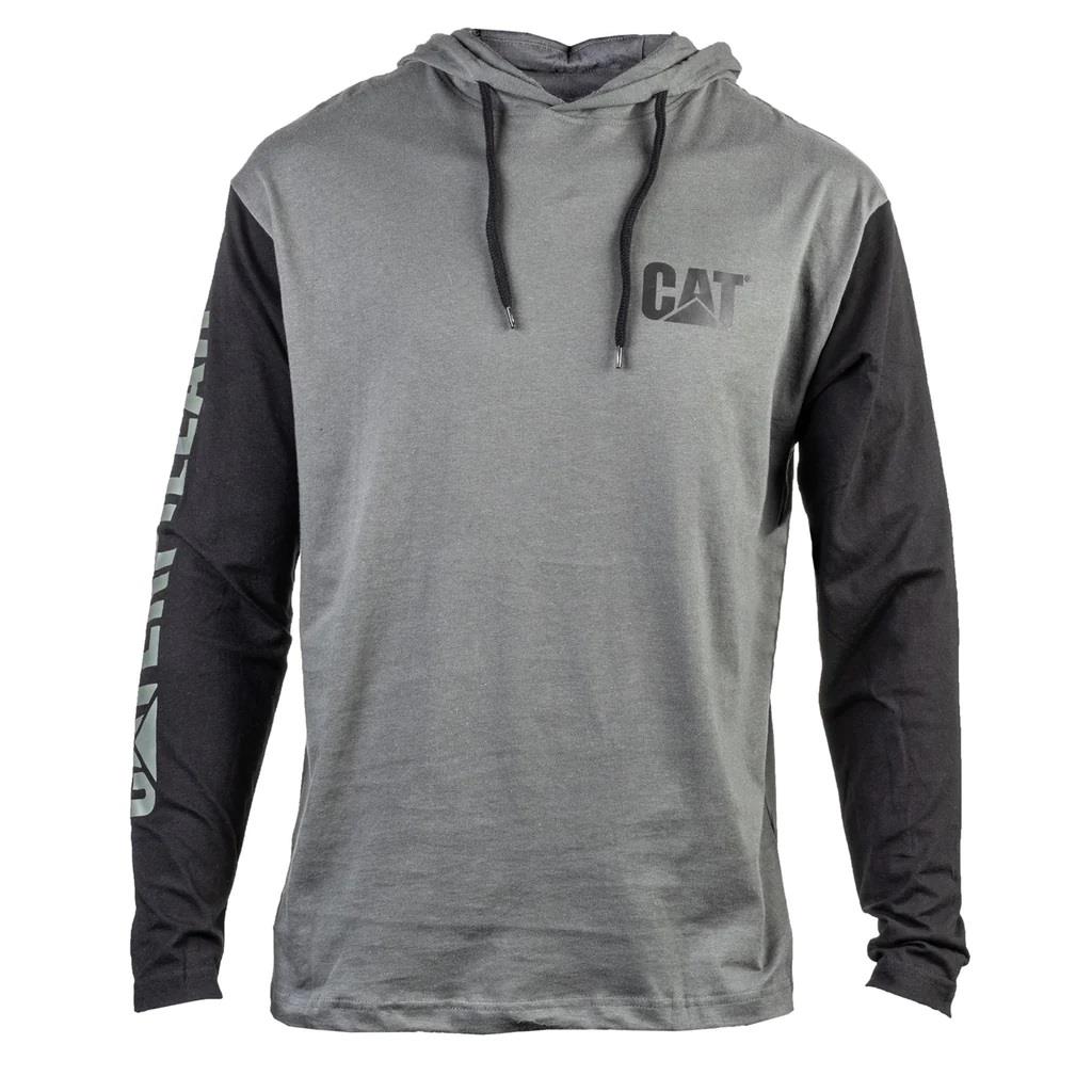 Caterpillar CAT UPF50 grey cotton long-sleeve hooded Tee T-shirt #1510426