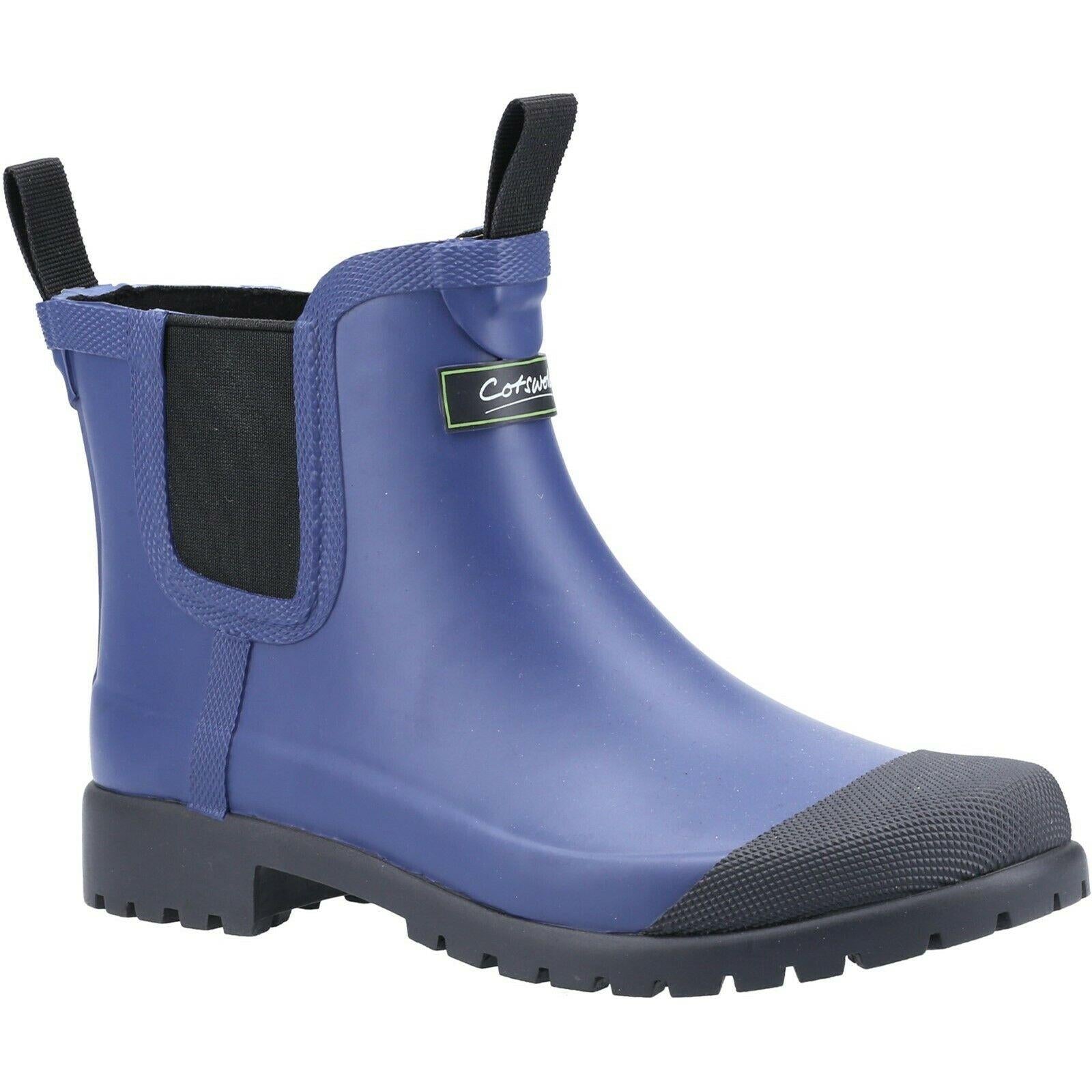 Cotswold Blenheim navy blue ladies waterproof slip on ankle mid wellington boots