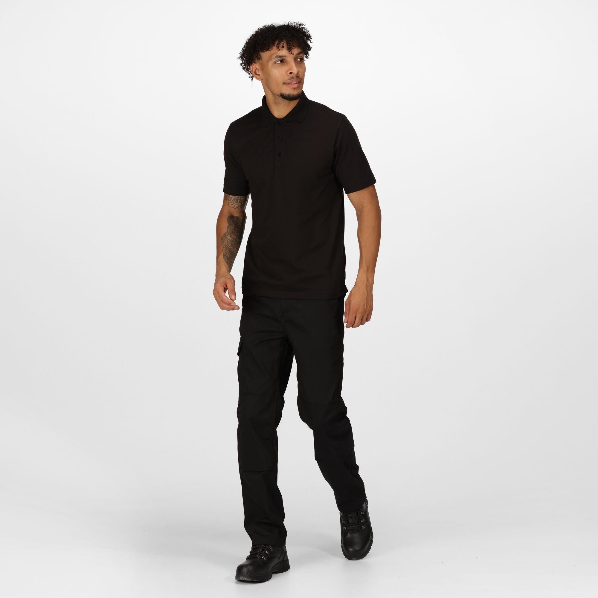 Regatta Pro black men's short-sleeve work pique polo shirt #TRS223