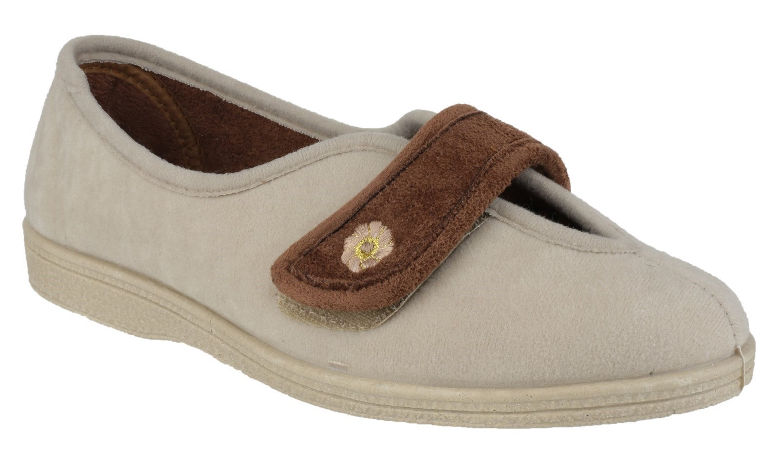 Mirak Andrea beige velour touch-fastening women's classic slipper