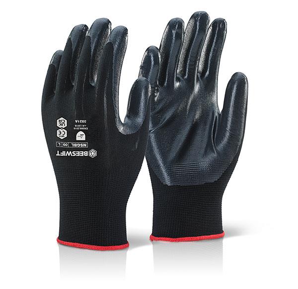 Nite Star black nitrile nylon knit liner work glove
