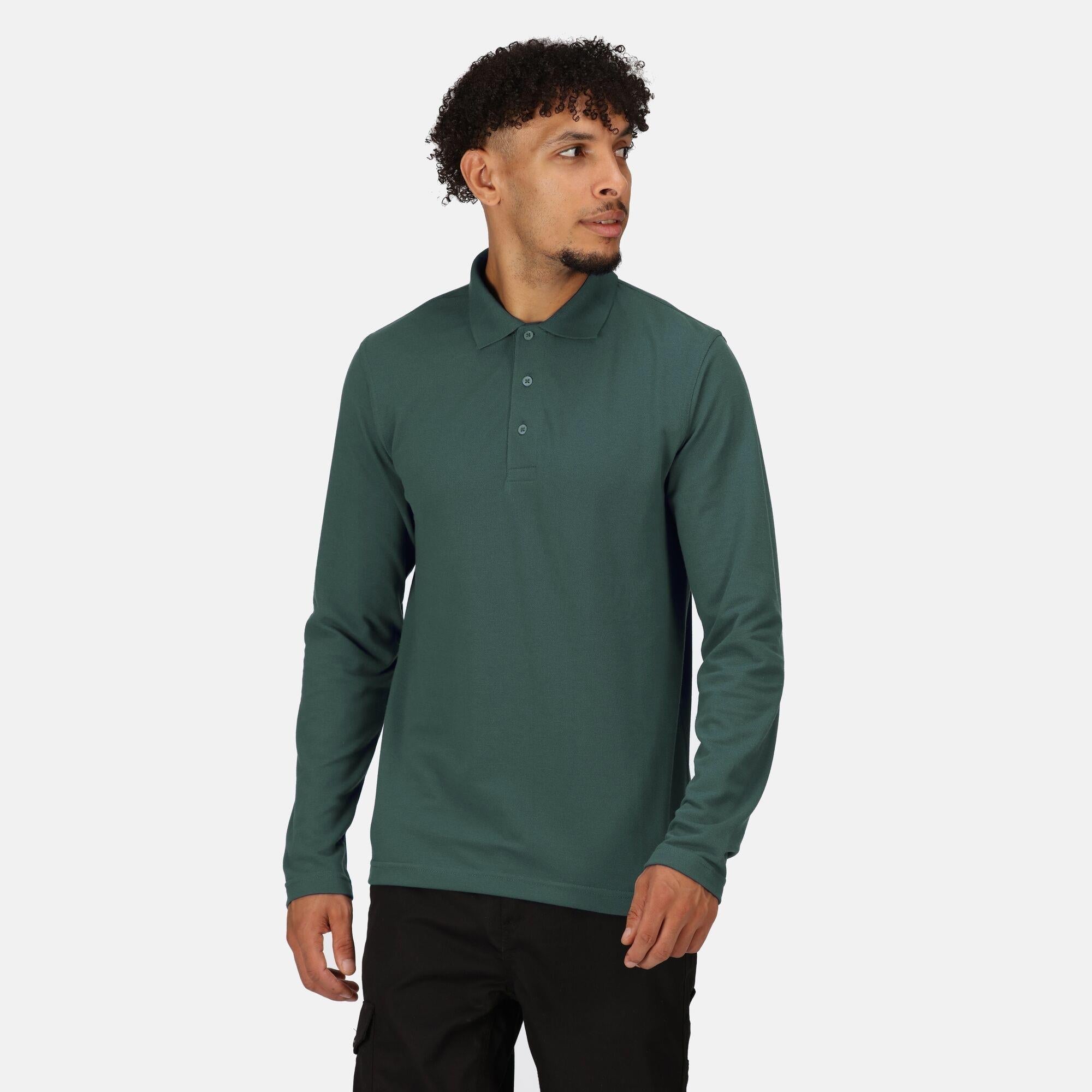 Regatta Pro dark green polycotton long-sleeve pique polo shirt