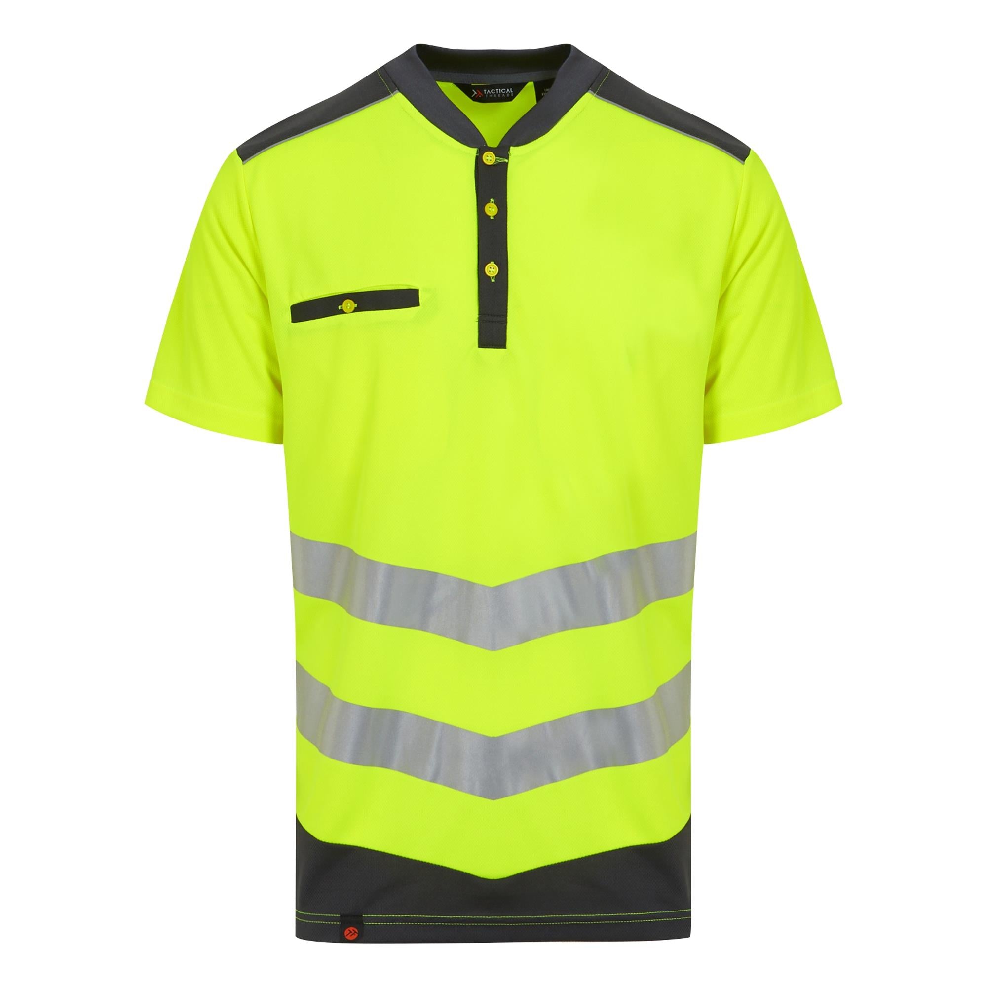 Regatta Tactical yellow/grey hi-viz quick-dry wicking polo-shirt #TRS176