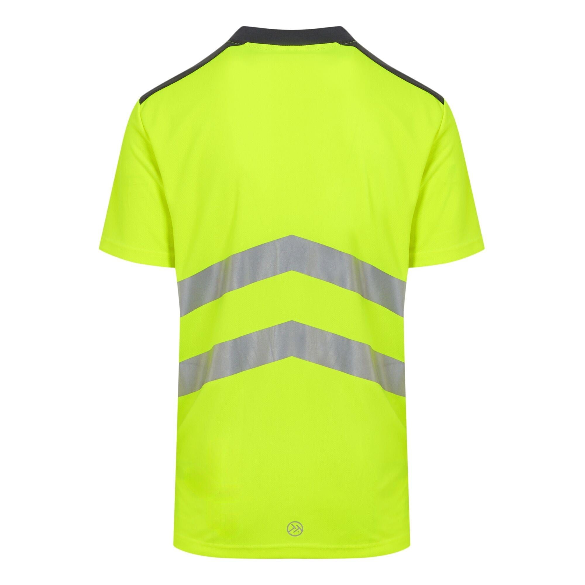 Regatta Tactical yellow/grey hi-viz quick-dry wicking polo-shirt #TRS176