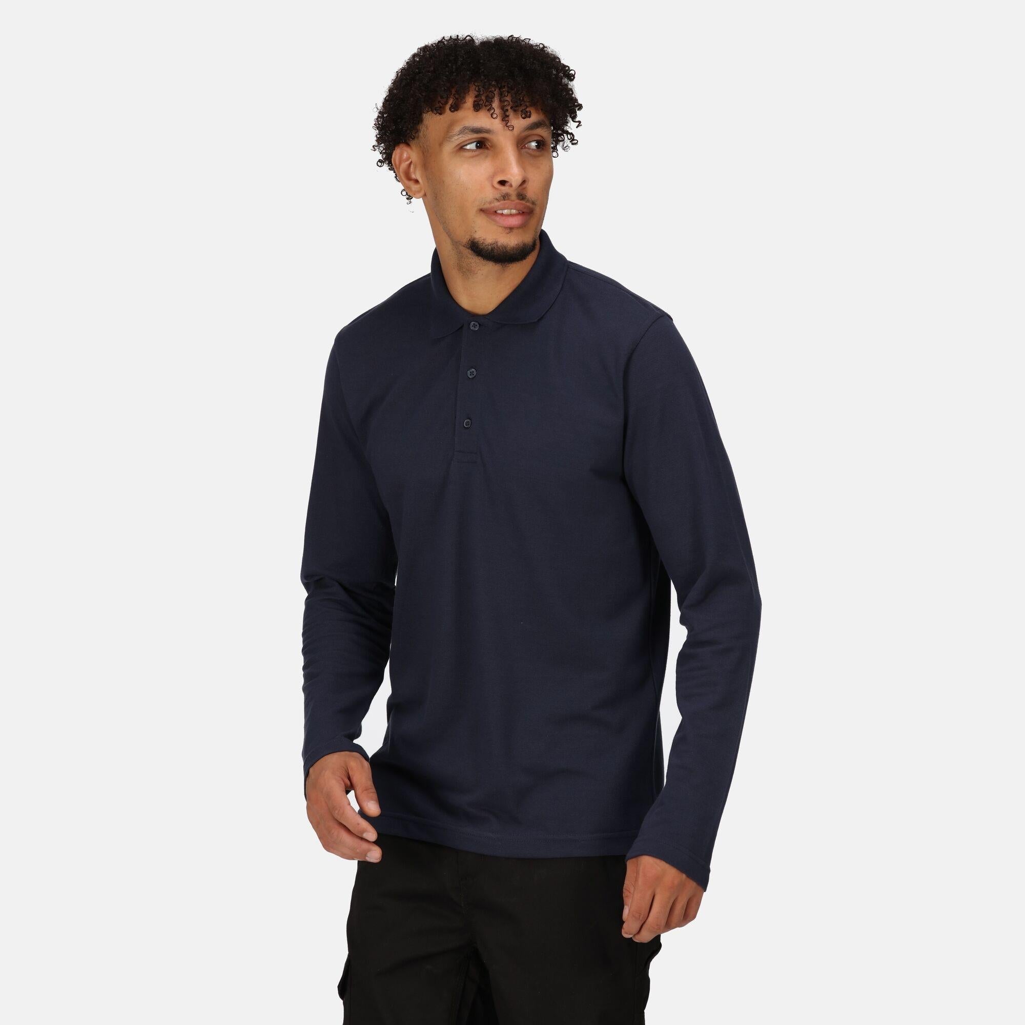 Regatta Pro navy men's long-sleeve work pique polo shirt #TRS222