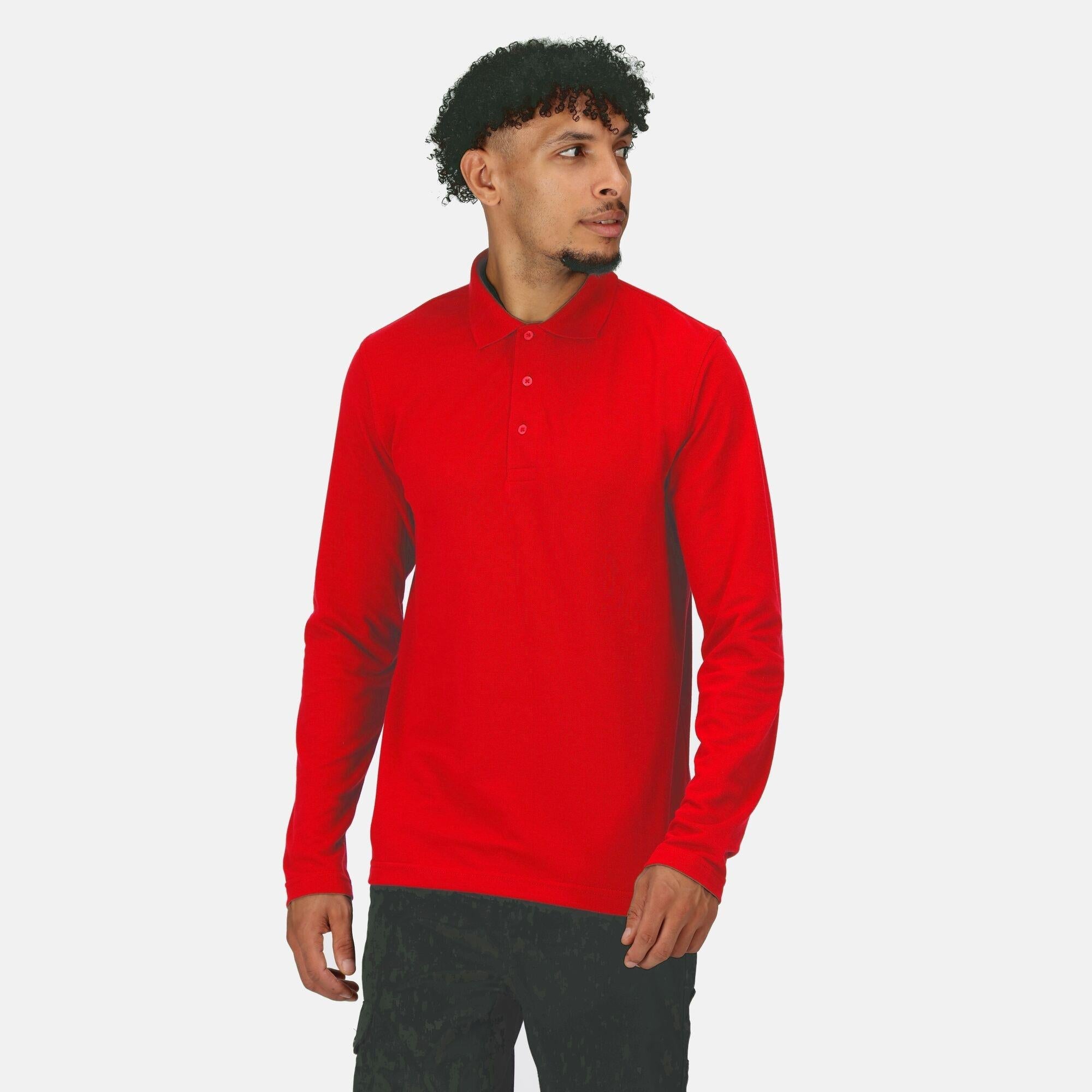 Regatta Pro red men's long-sleeve work pique polo shirt #TRS222
