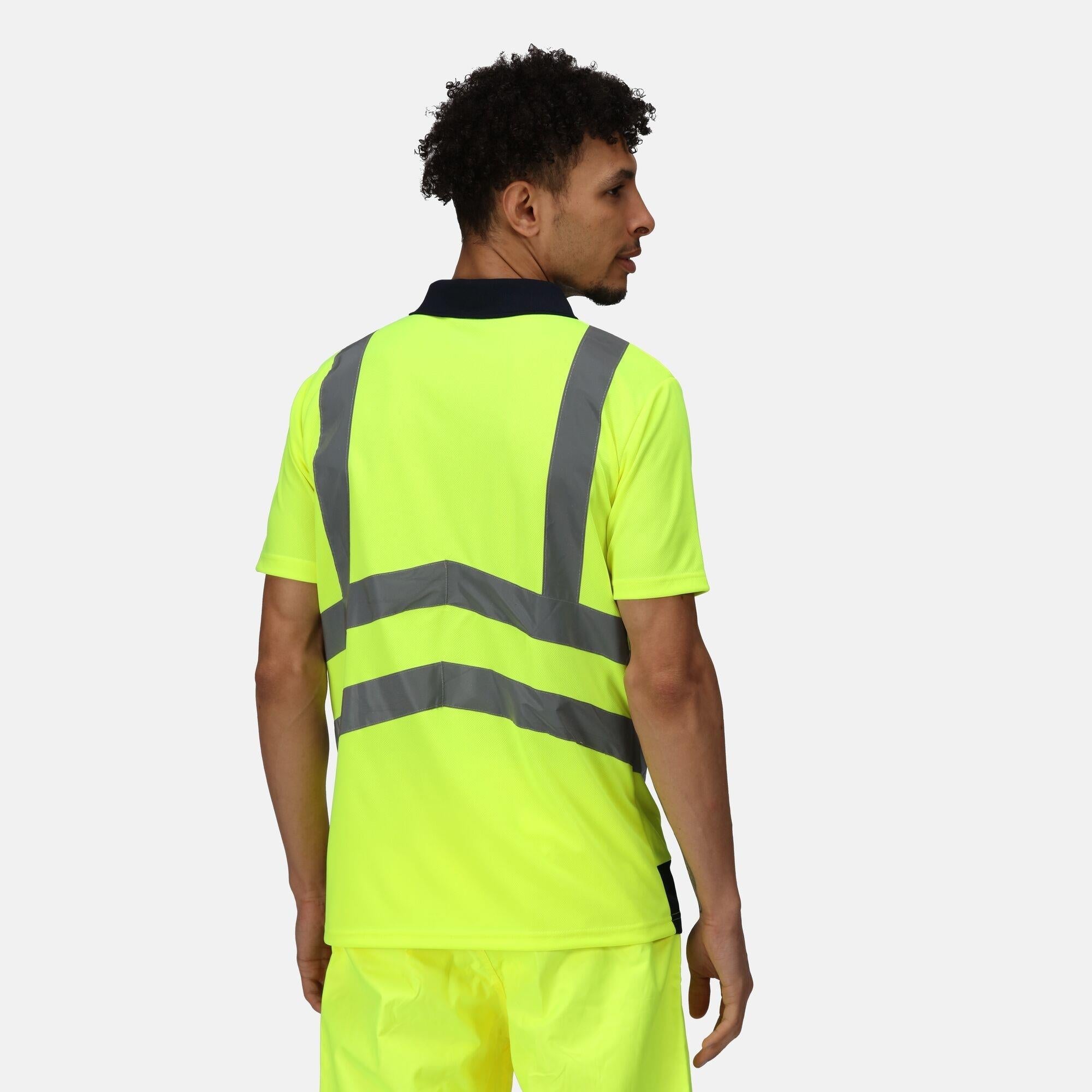 Regatta Pro yellow/navy hi-vis quick-dry wicking polo-shirt #TRS189