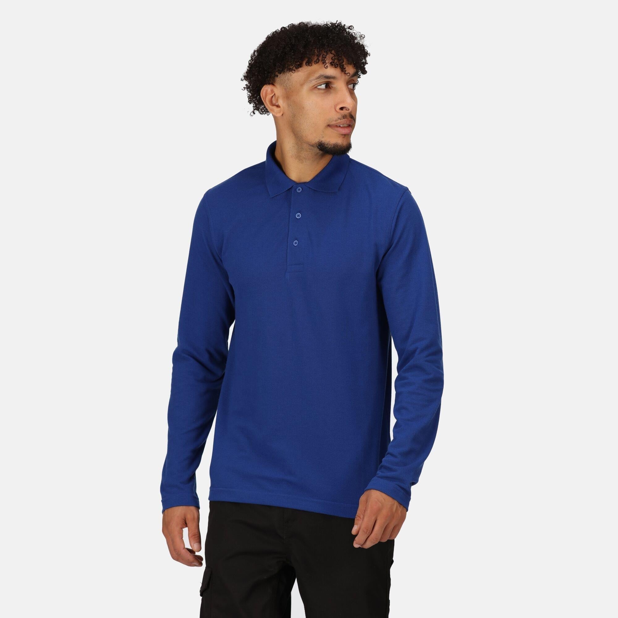 Regatta Pro royal blue men's long-sleeve work pique polo shirt #TRS222