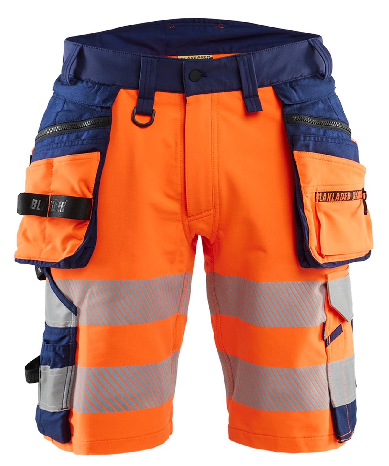 Blaklader orange/navy men's hi-vis 4-way stretch holster pocket shorts #1120