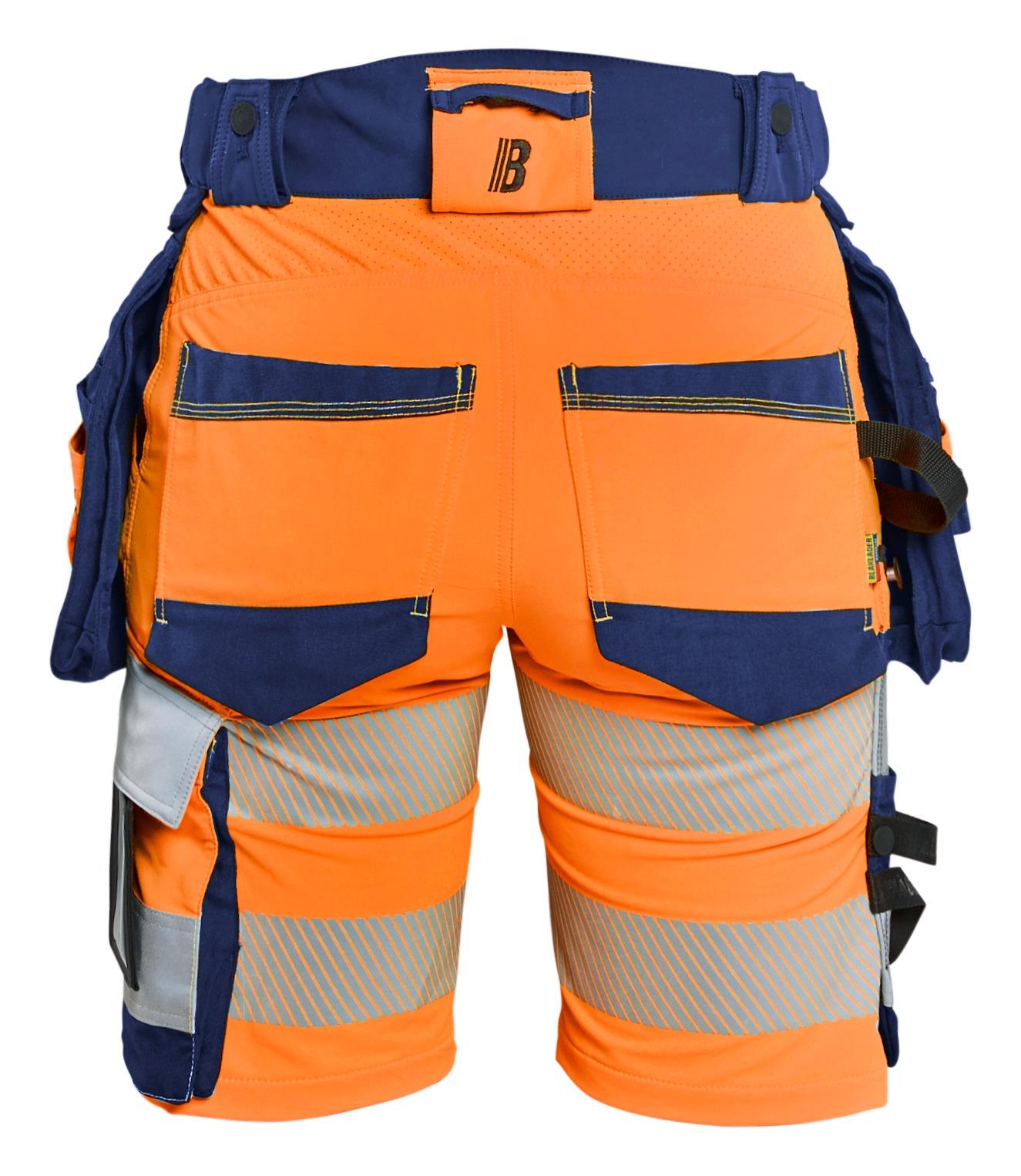 Blaklader orange/navy women's hi-vis 4-way stretch holster pocket shorts #7020