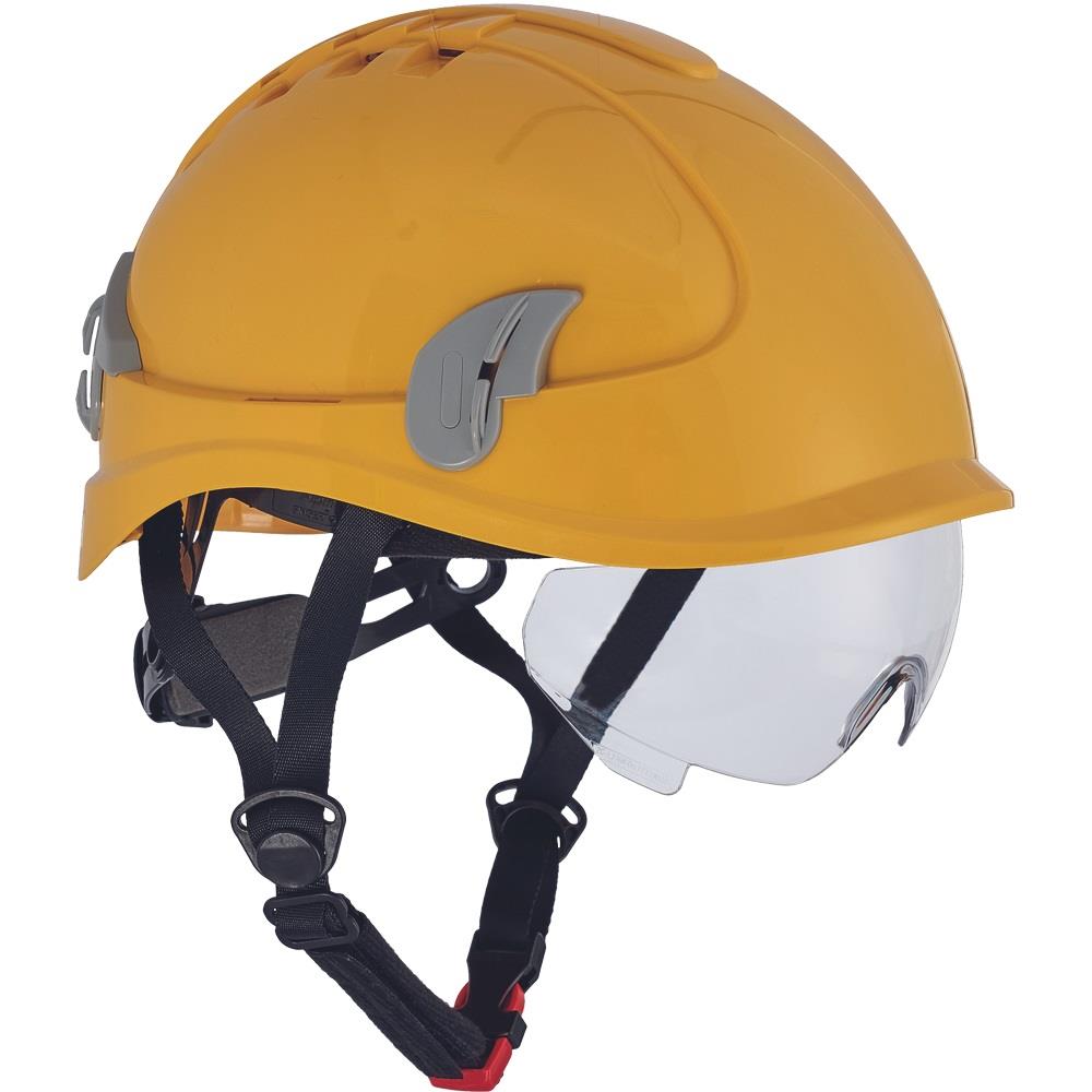 Cerva ALPINWORKER yellow working-at-height vented safety helmet with integral eye shield