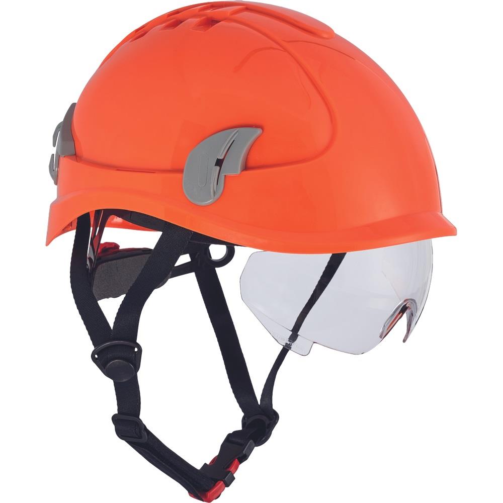 Cerva ALPINWORKER orange working-at-height vented safety helmet with integral eye shield