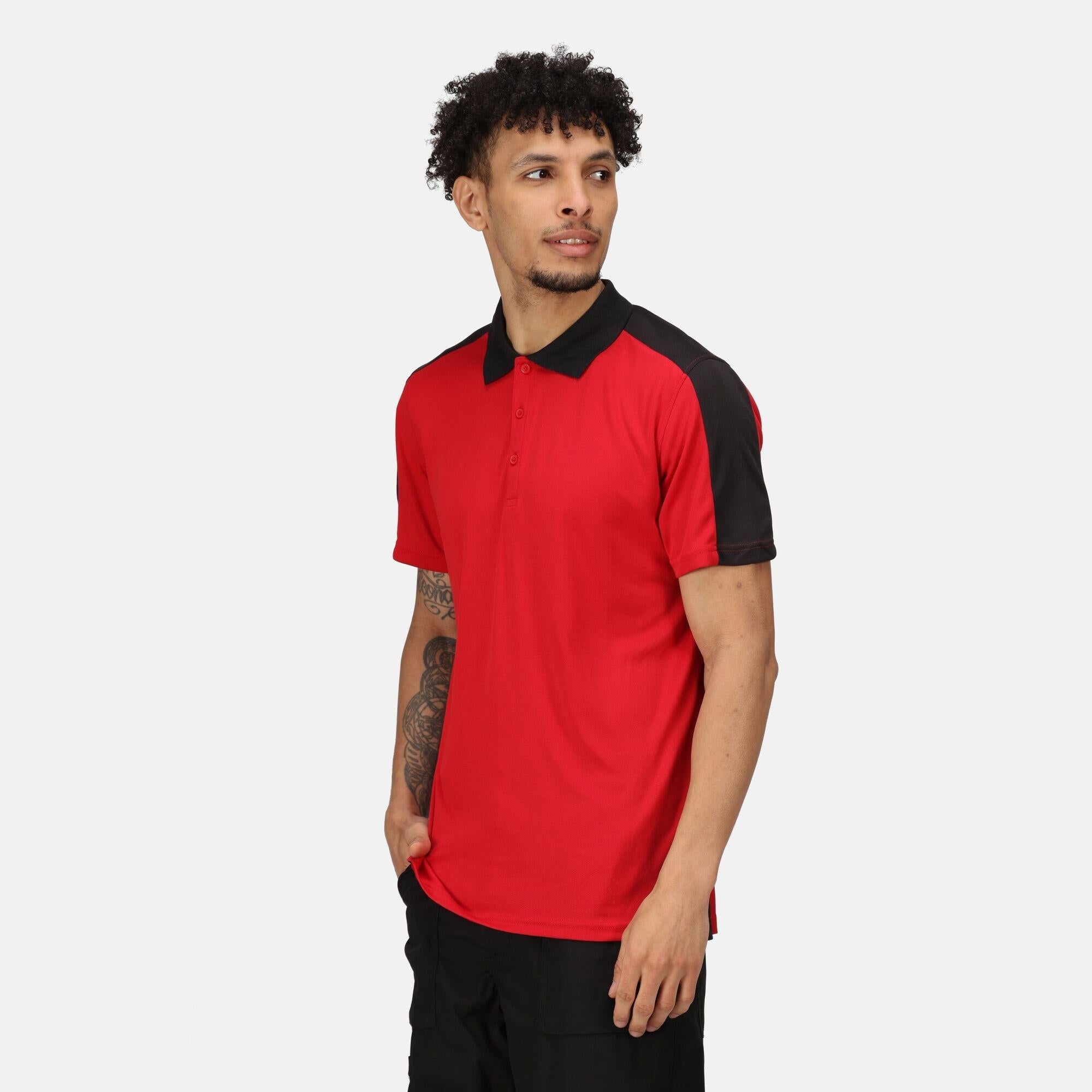 Regatta red/black men's sustainable short-sleeve work polo shirt #TRS174