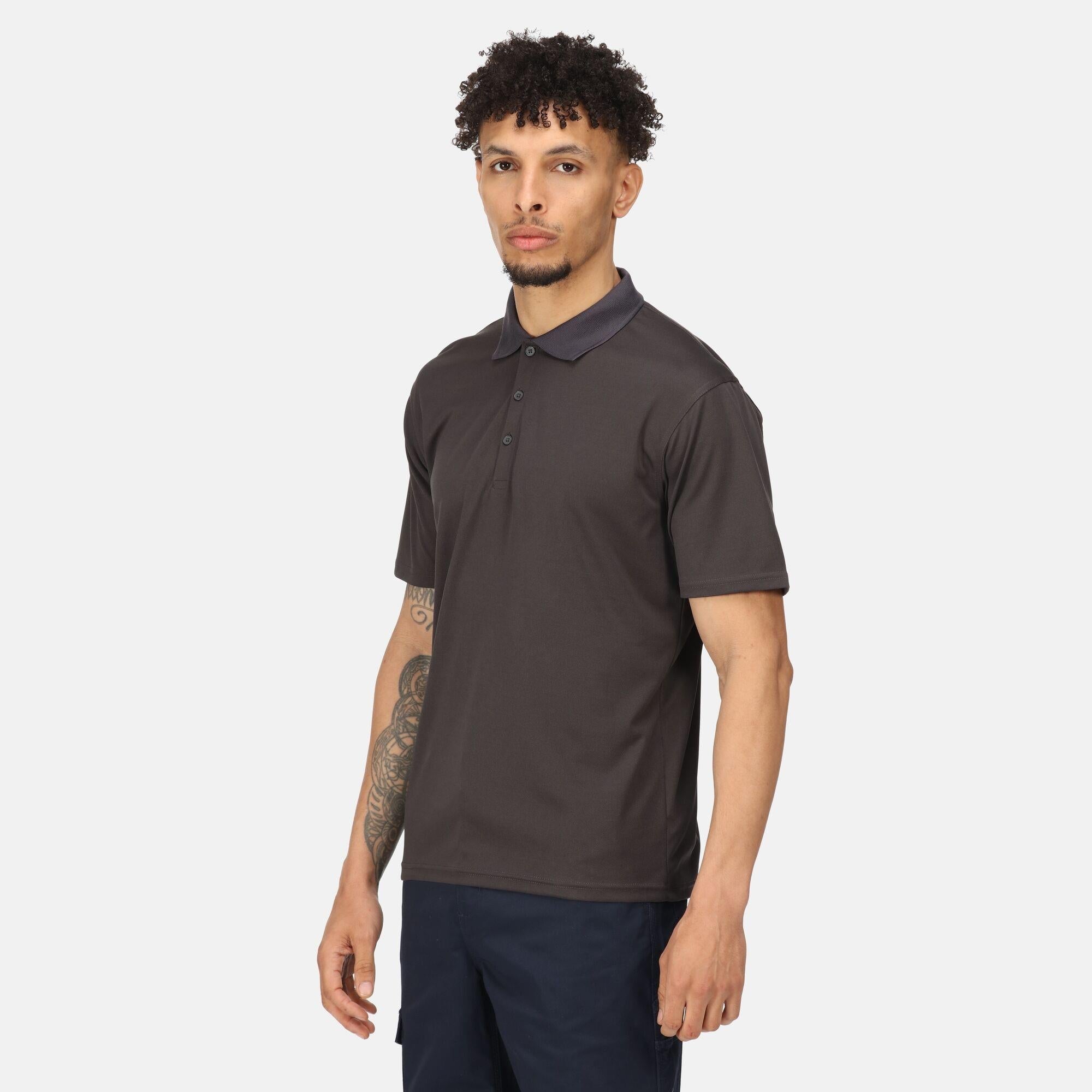 Regatta Pro seal grey men's wicking short-sleeve work polo shirt
