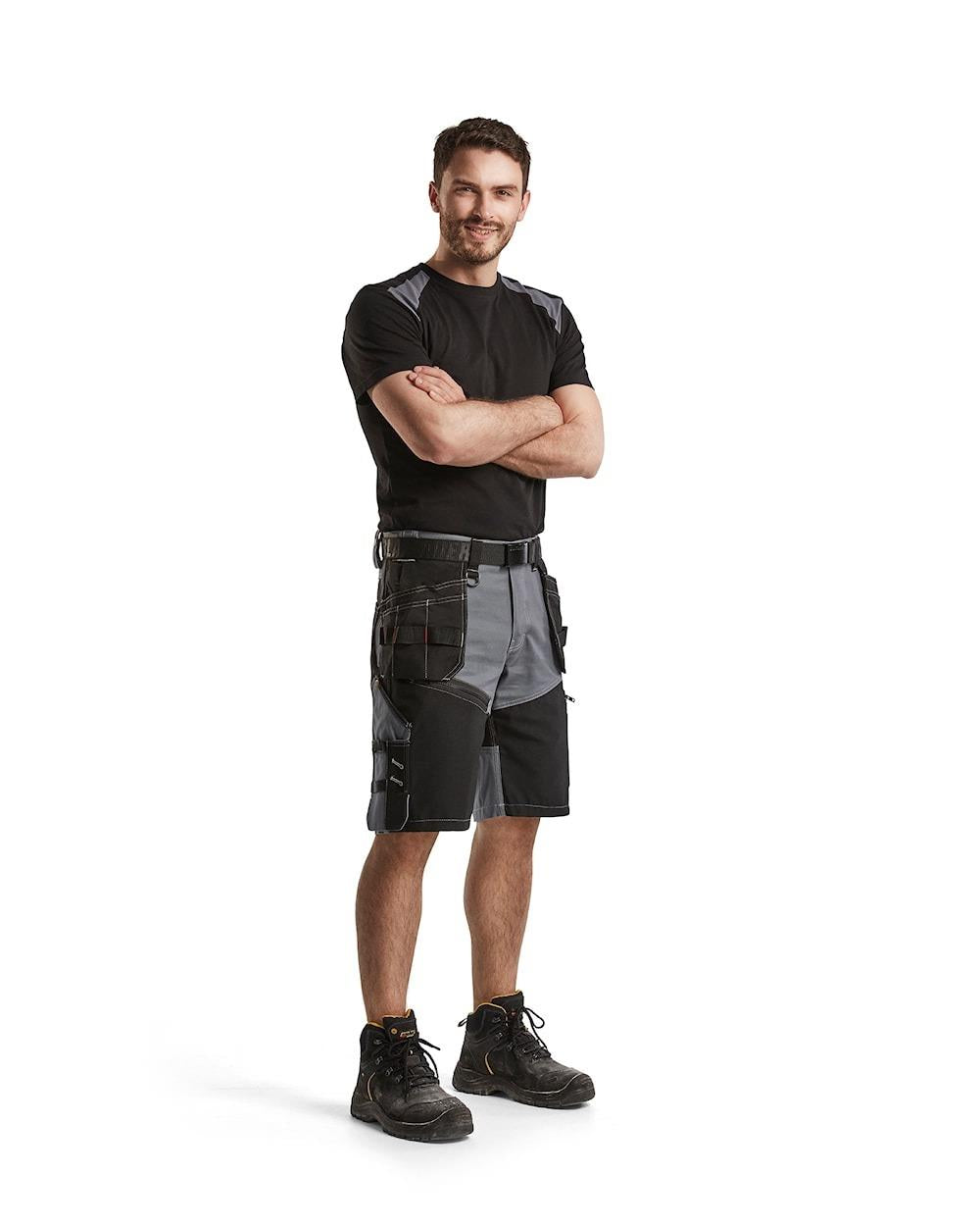 Blaklader X1500 grey/black men's holster pocket work shorts #1502