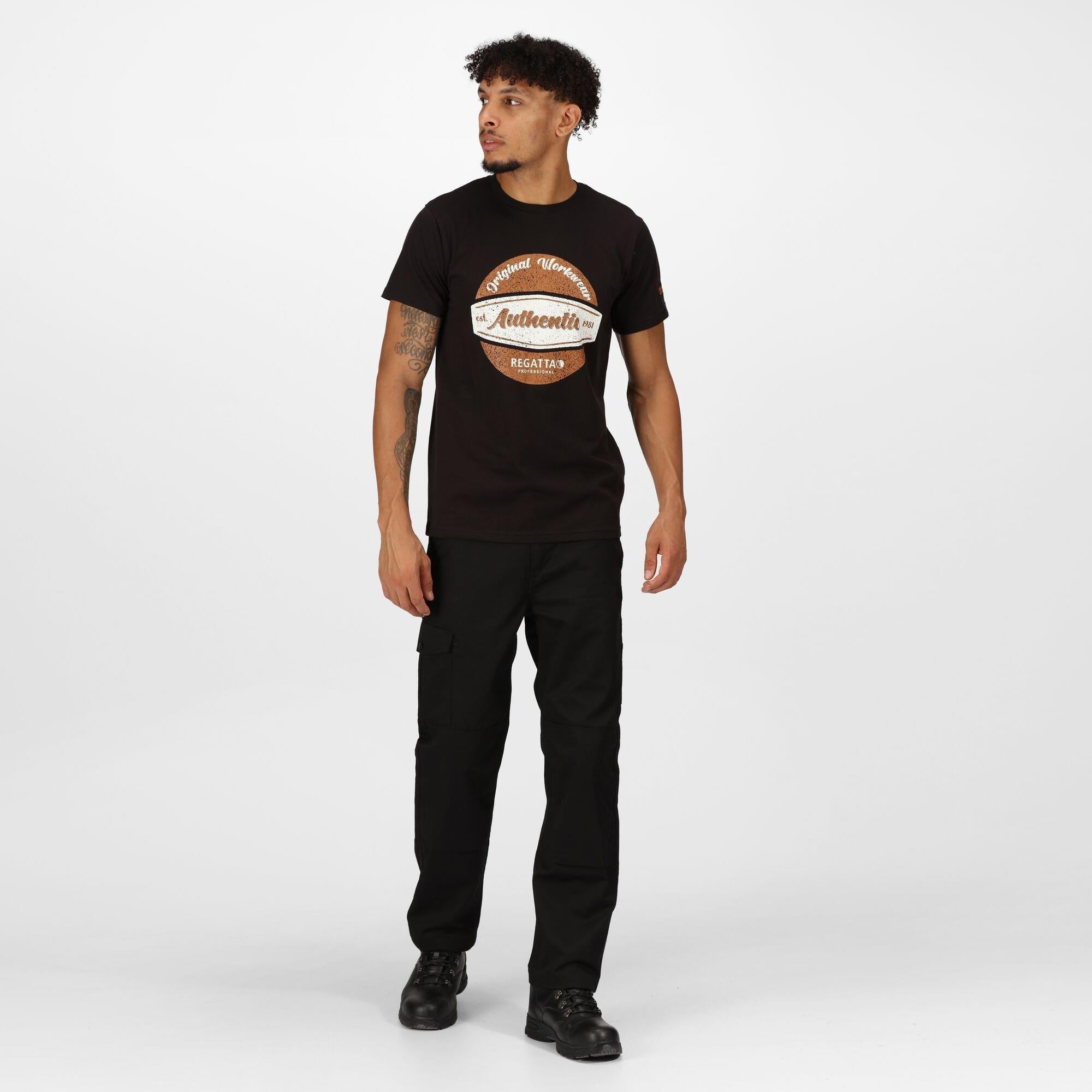 Regatta Original black men's sustainable cotton T-shirt Tee #TRS300