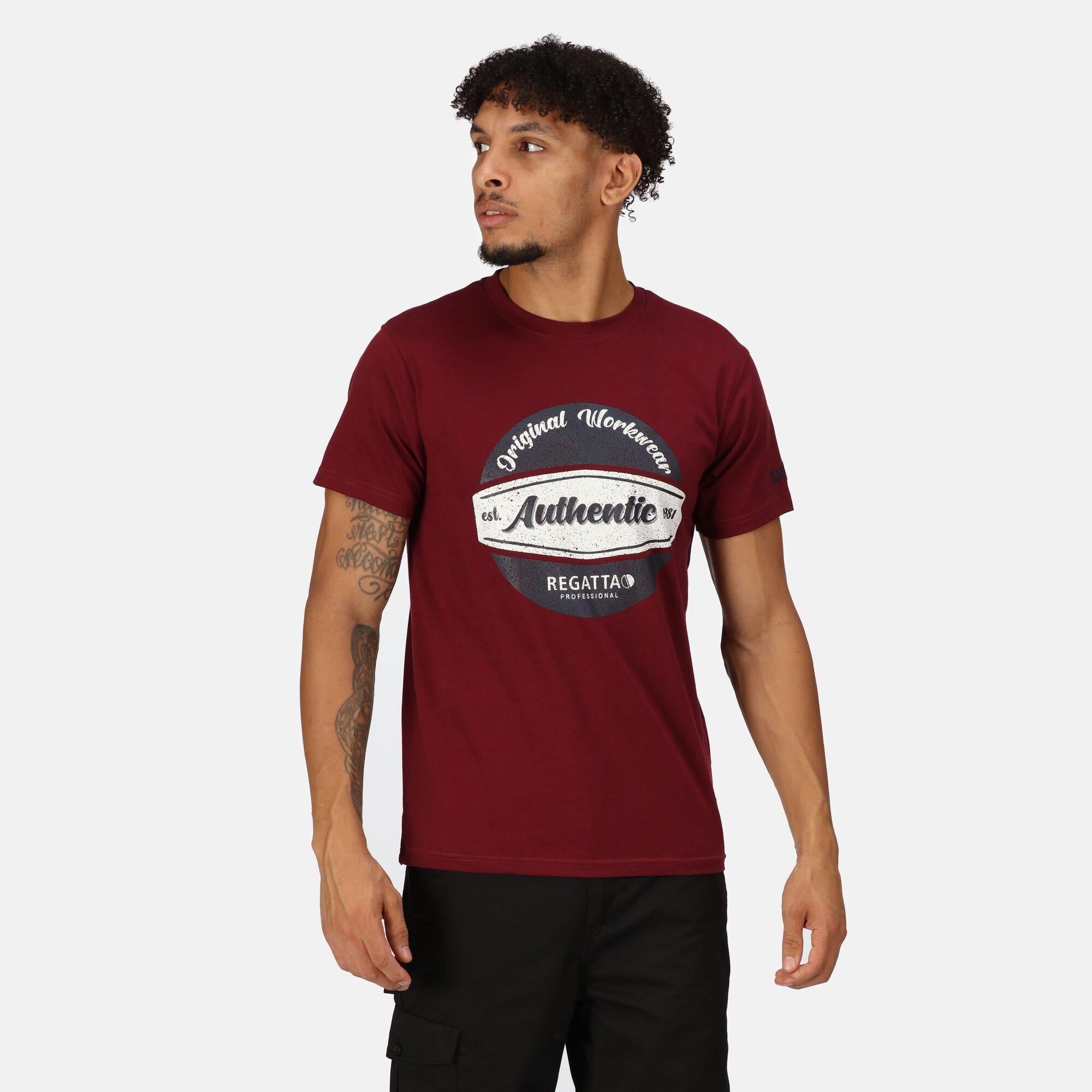 Regatta Original burgundy men's sustainable cotton T-shirt Tee #TRS300