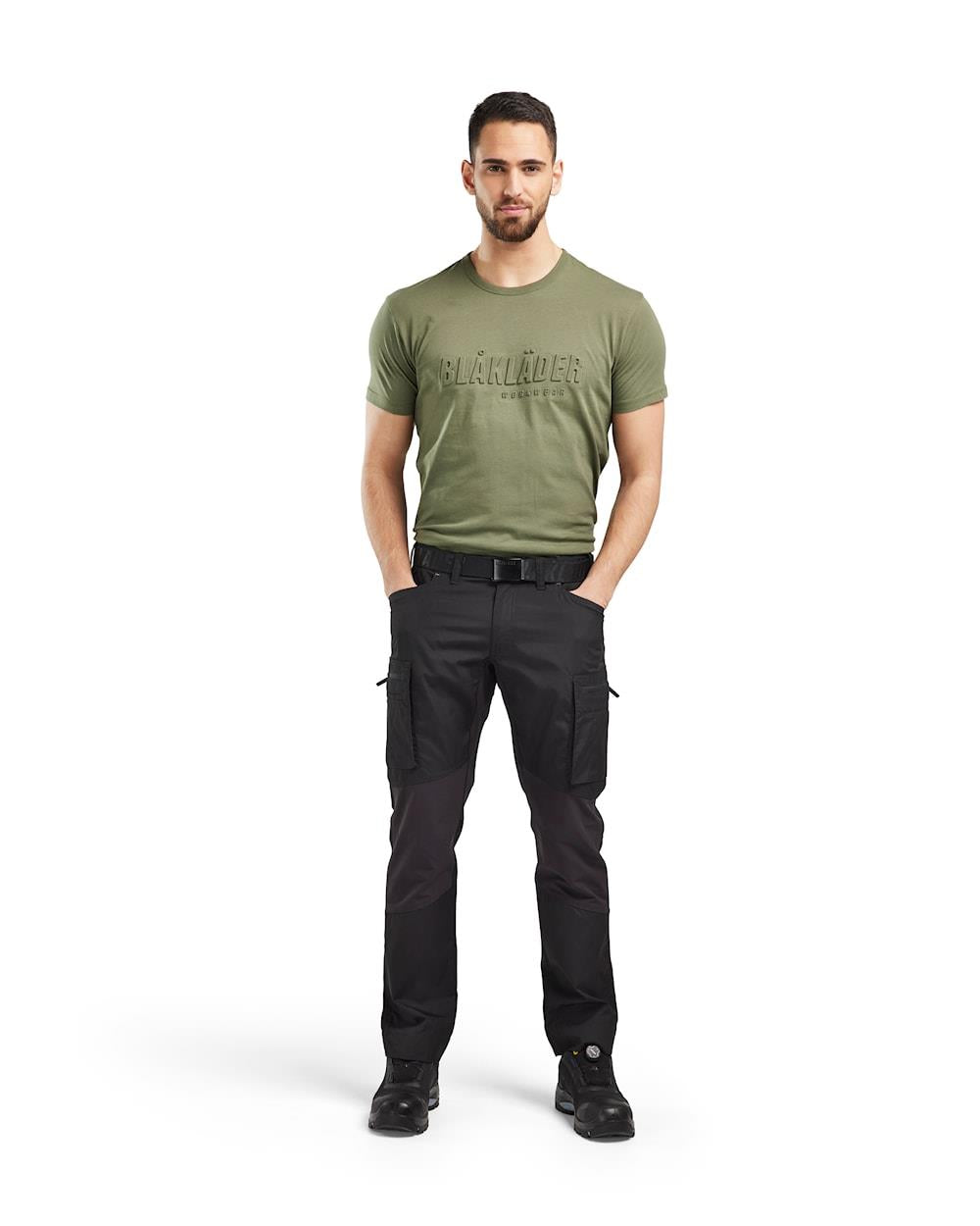 Blaklader 3D-logo autumn green men's cotton short-sleeve T-shirt #3531